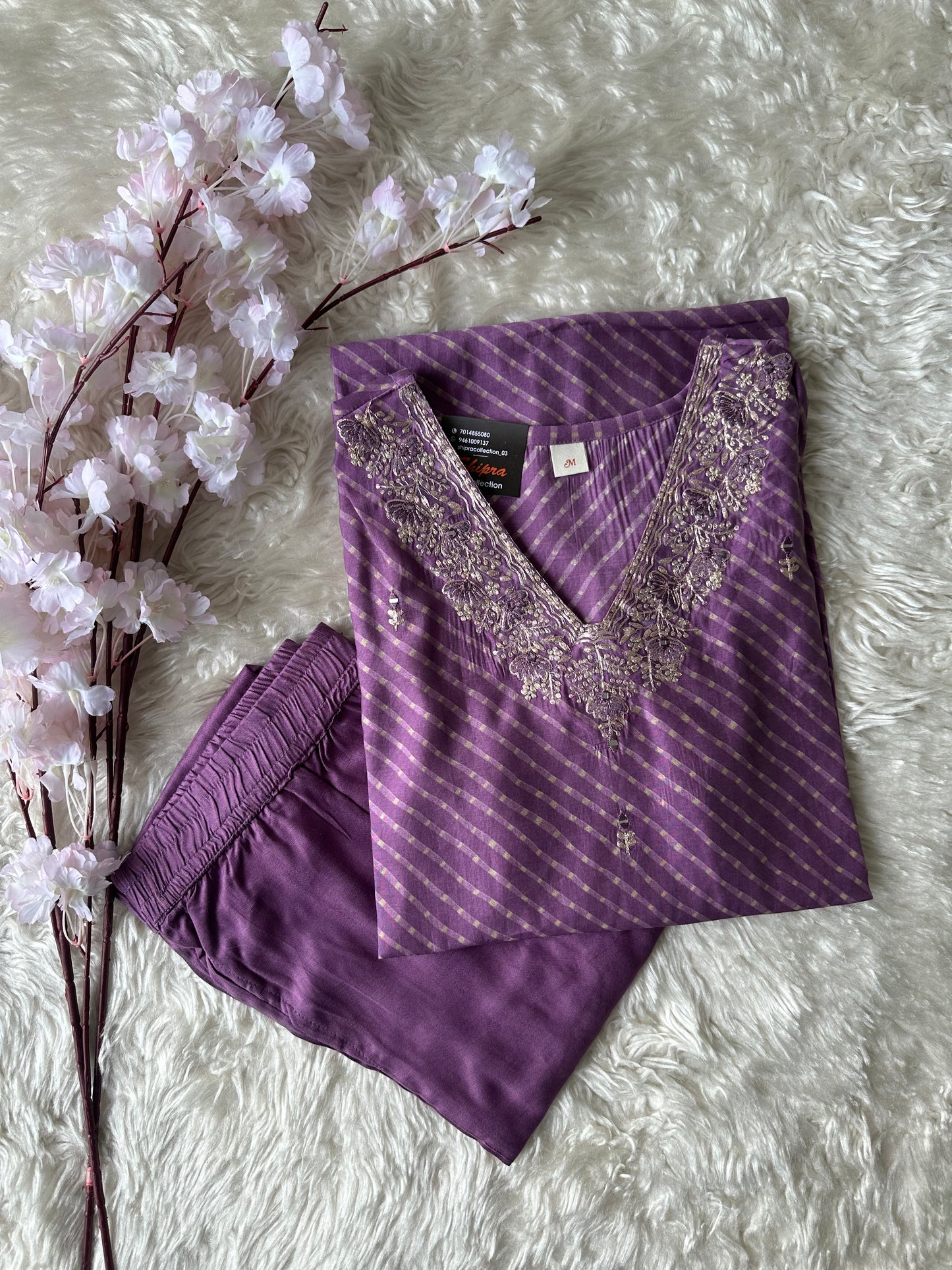 Pure Muslin Silk Kurti Pant Set