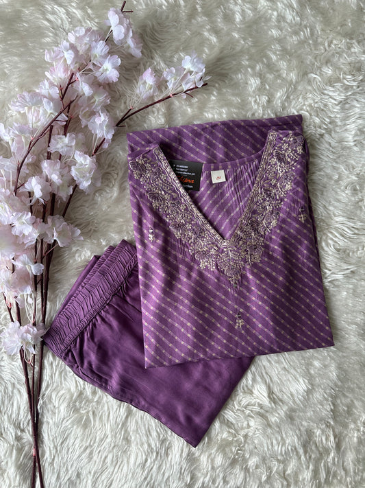 Pure Muslin Silk Kurti Pant Set