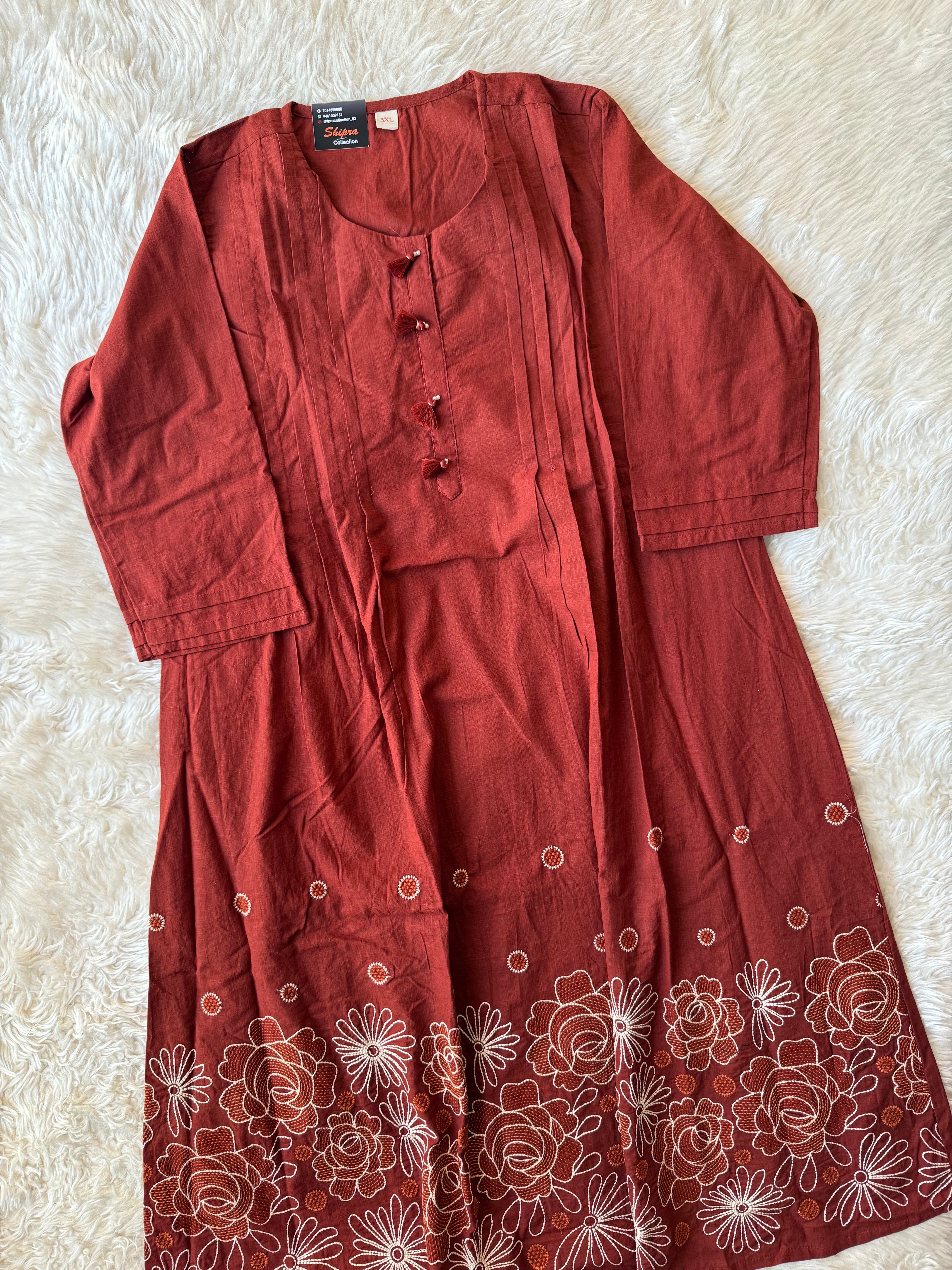 Premium Cotton FLARE Kurti Pant Dupatta Set