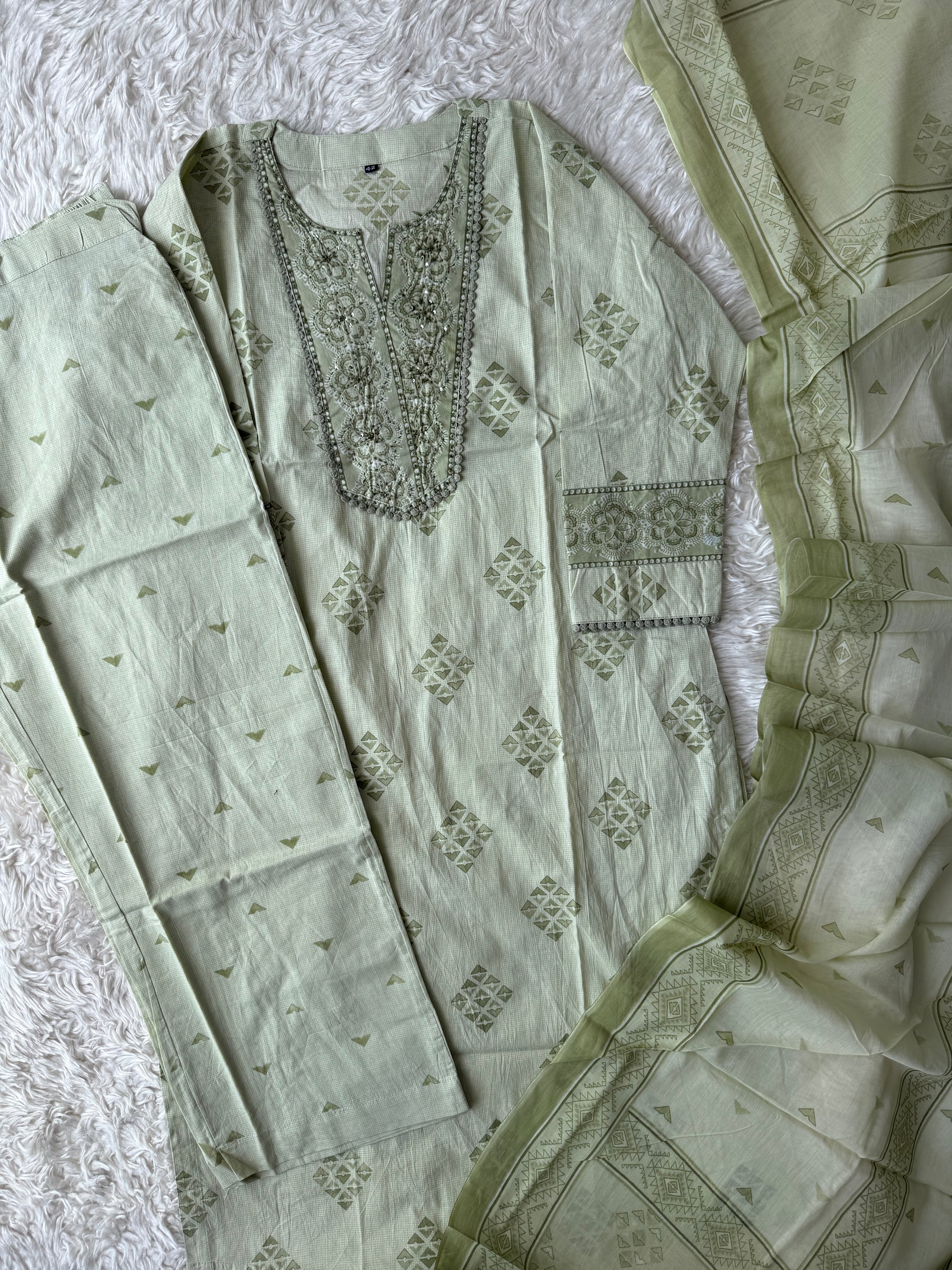 Premium Cotton Kurti Pant Dupatta Set