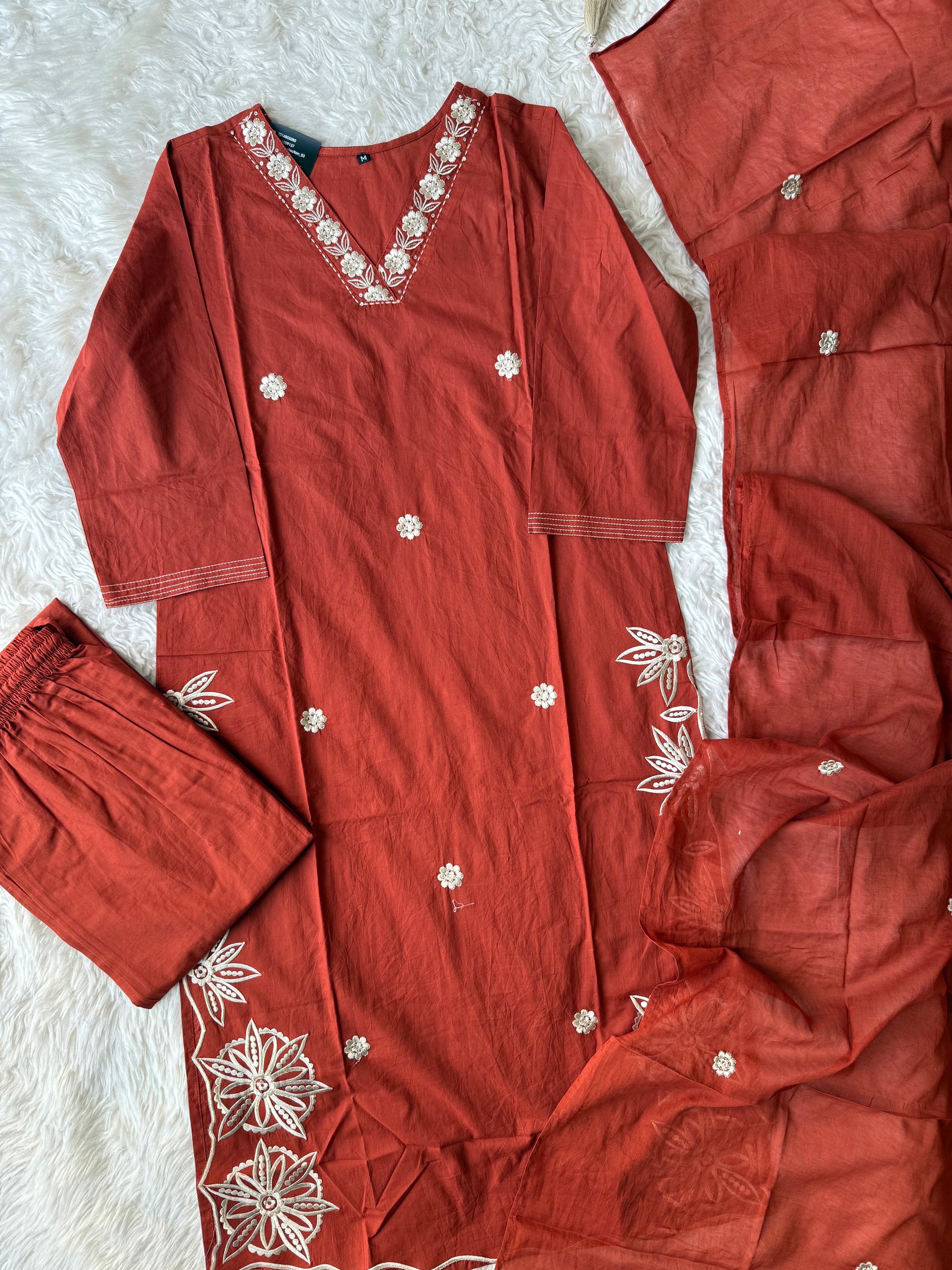 Premium Cotton Kurti Plazo Dupatta Set
