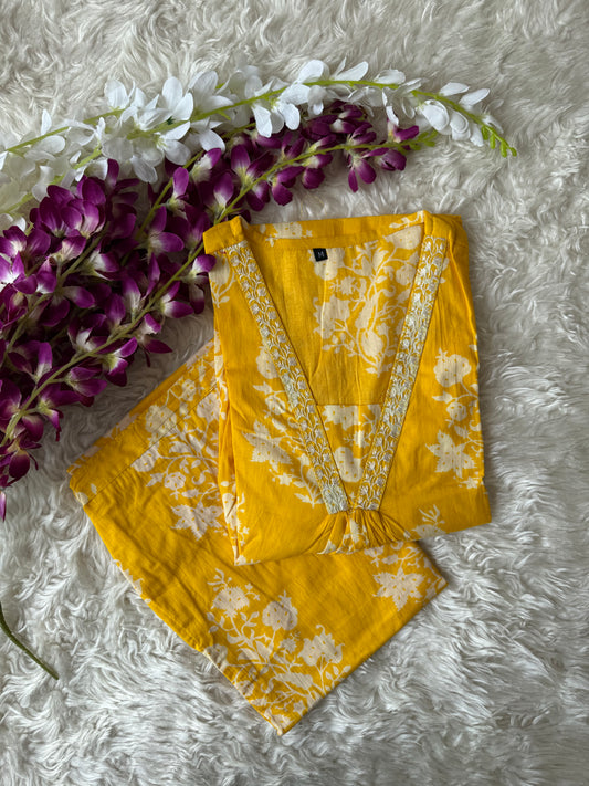 Cotton Flare Kurti Pant Set