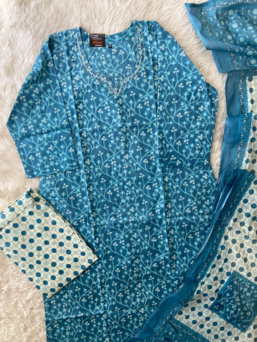Premium Cotton Kurti Pant Cotton Dupatta Set