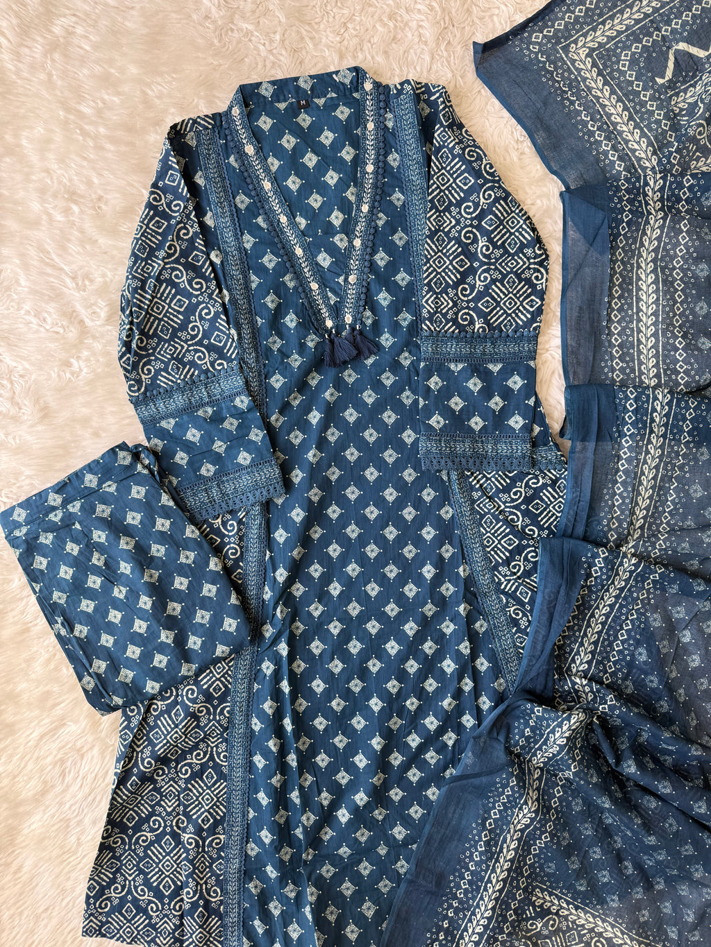 Pure Cotton Kurti Pant Dupatta Set