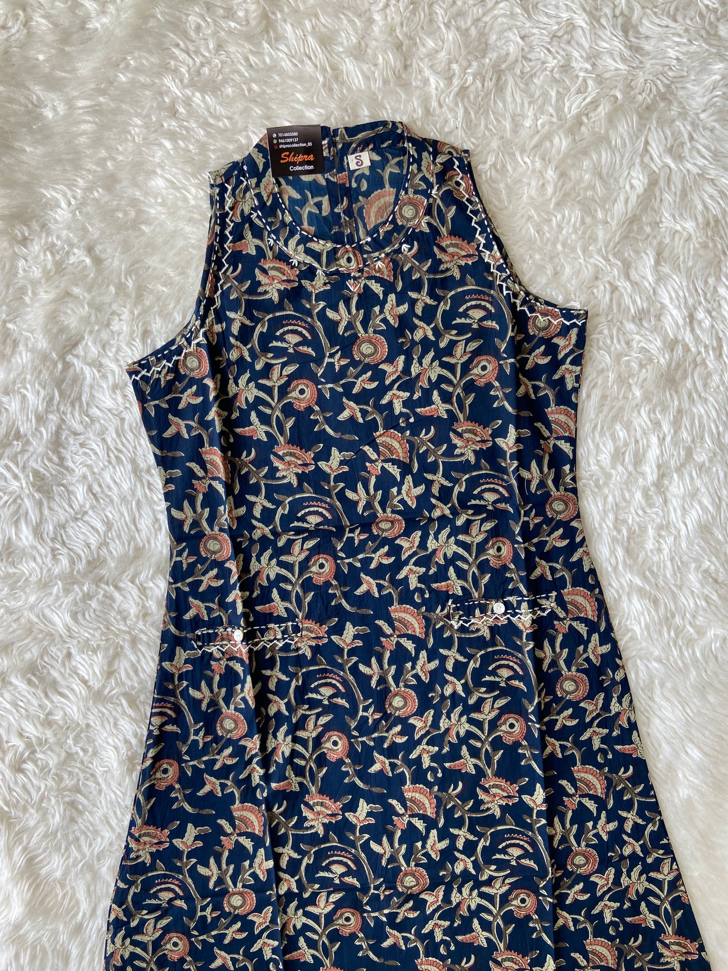 Pure Cotton Sleeveless Kurti Pant Set