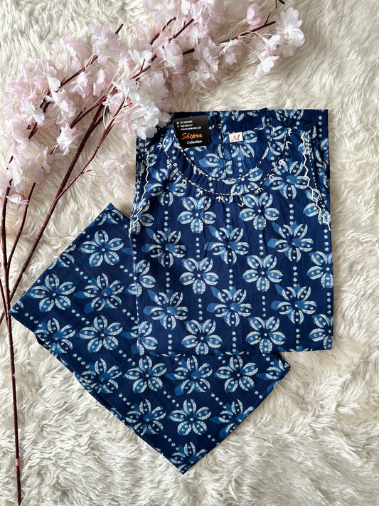 Pure Cotton Sleeveless Kurti Pant Set