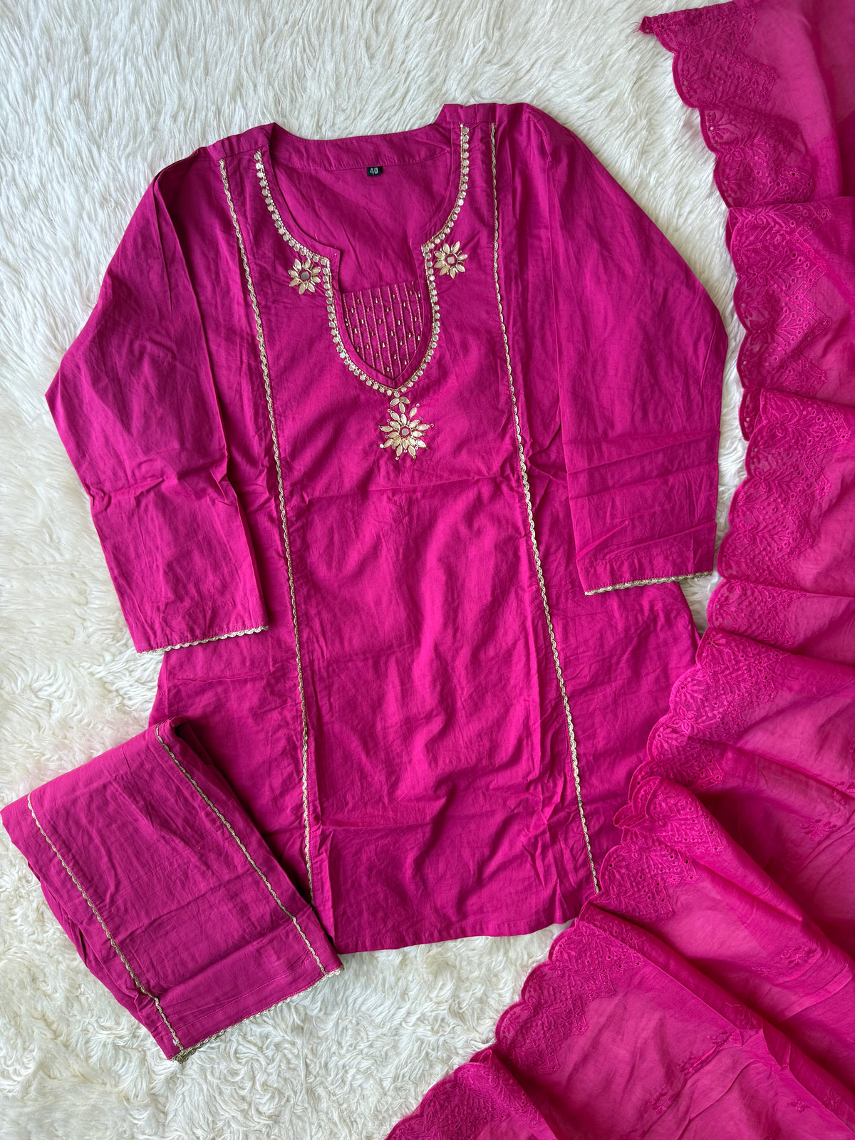 Premium Cotton Kurti Plazo Dupatta Set