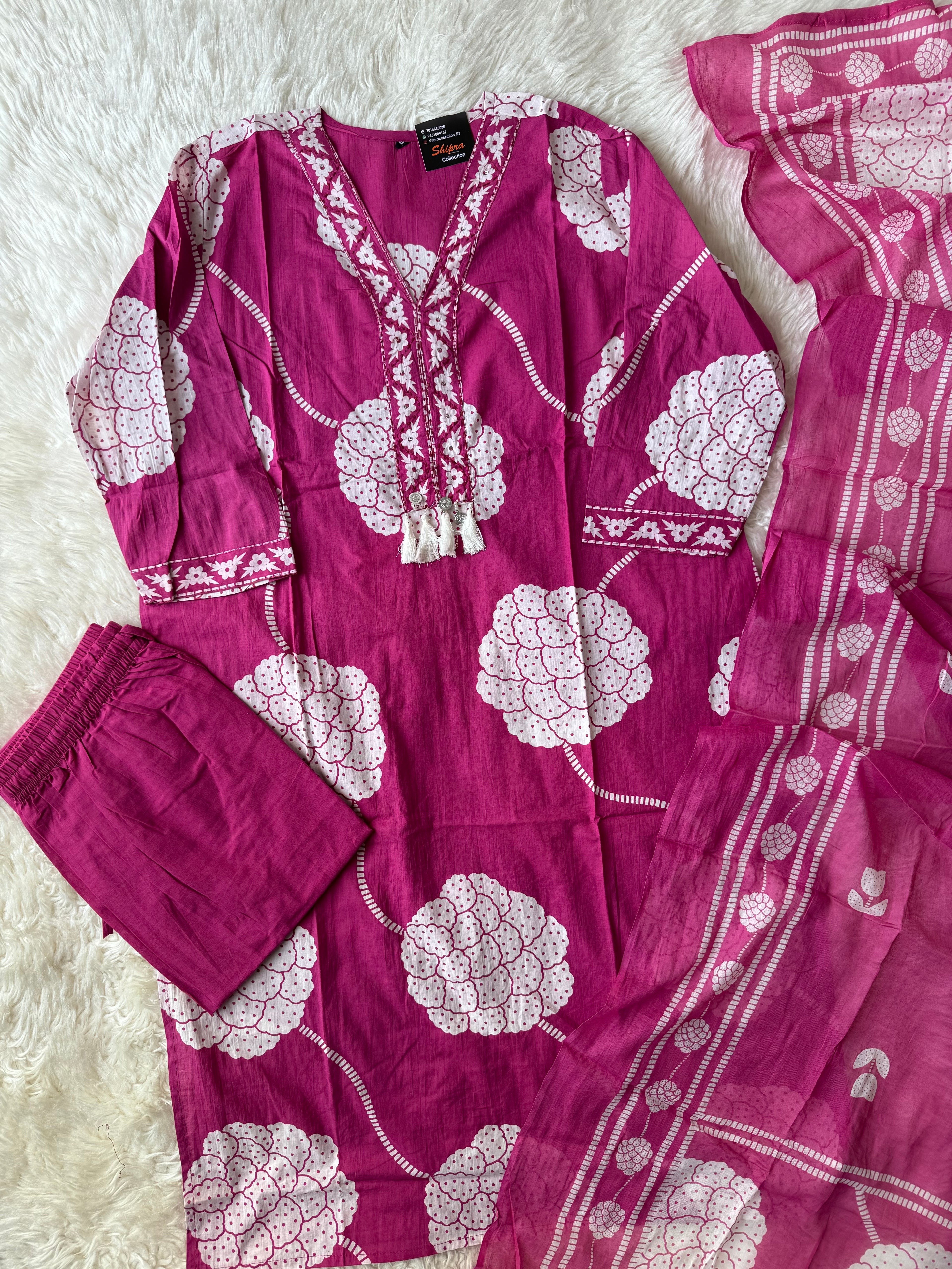 Pure Cotton Kurti Pant Dupatta Set