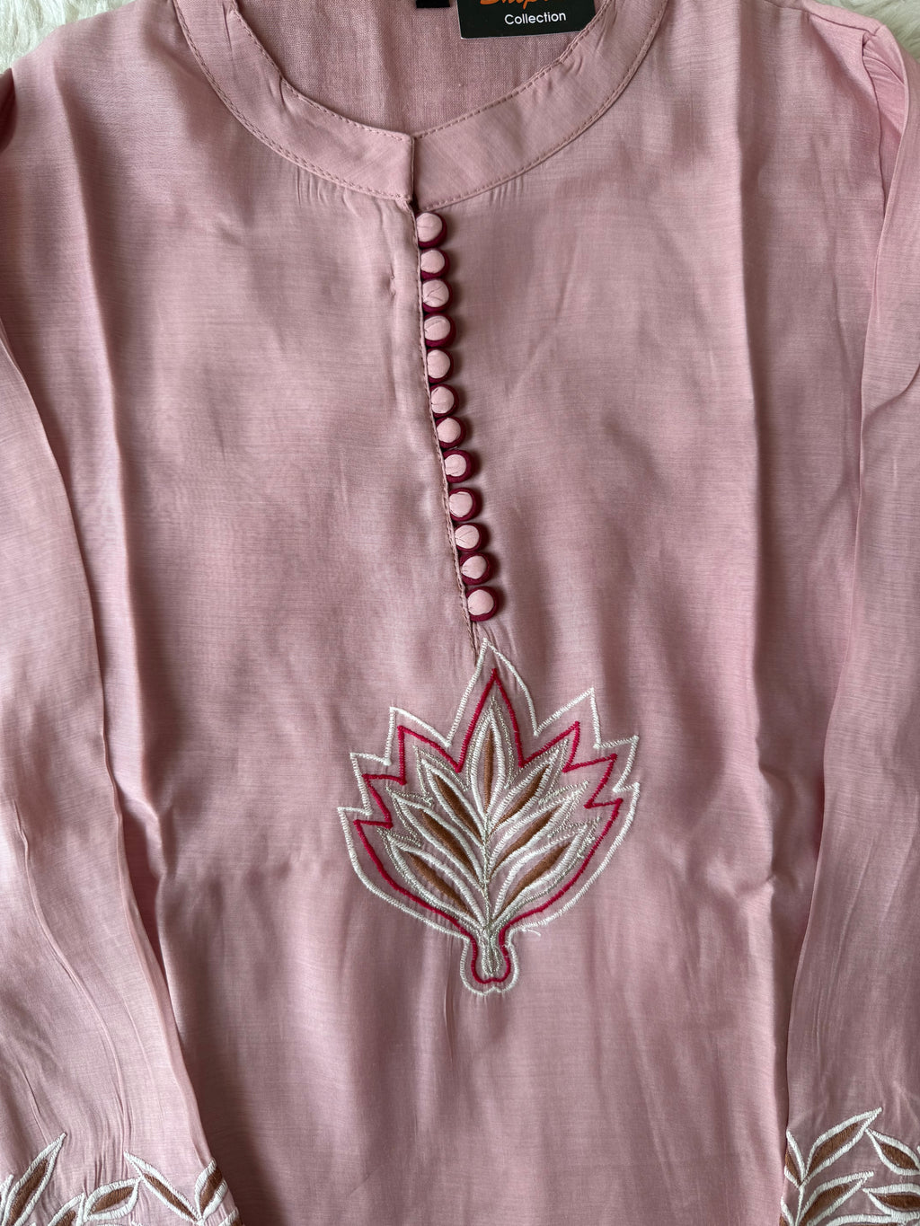 Mul Chanderi Aplique work Co-ord Set