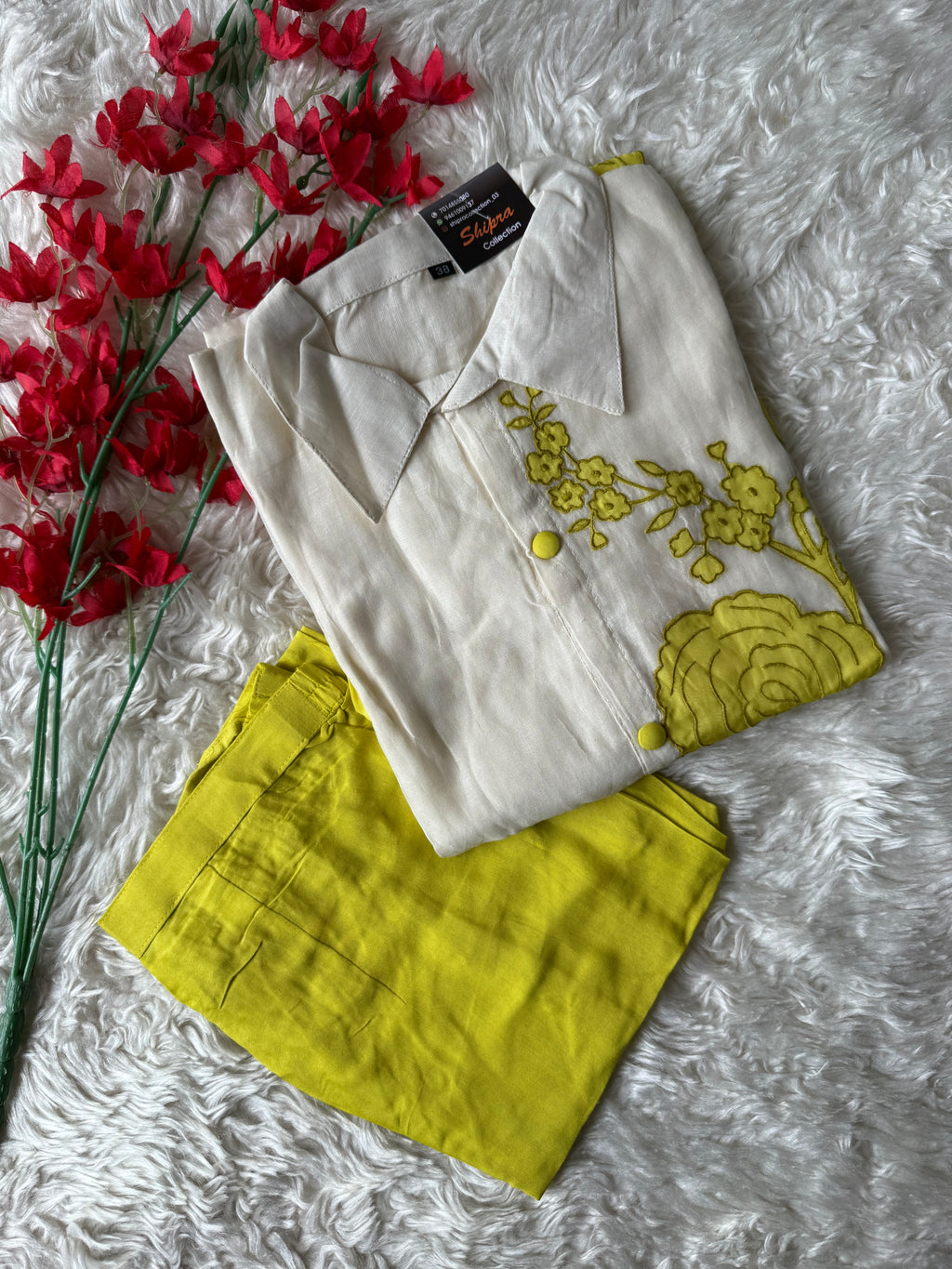 Mul Chanderi Thread work Co-ord Set