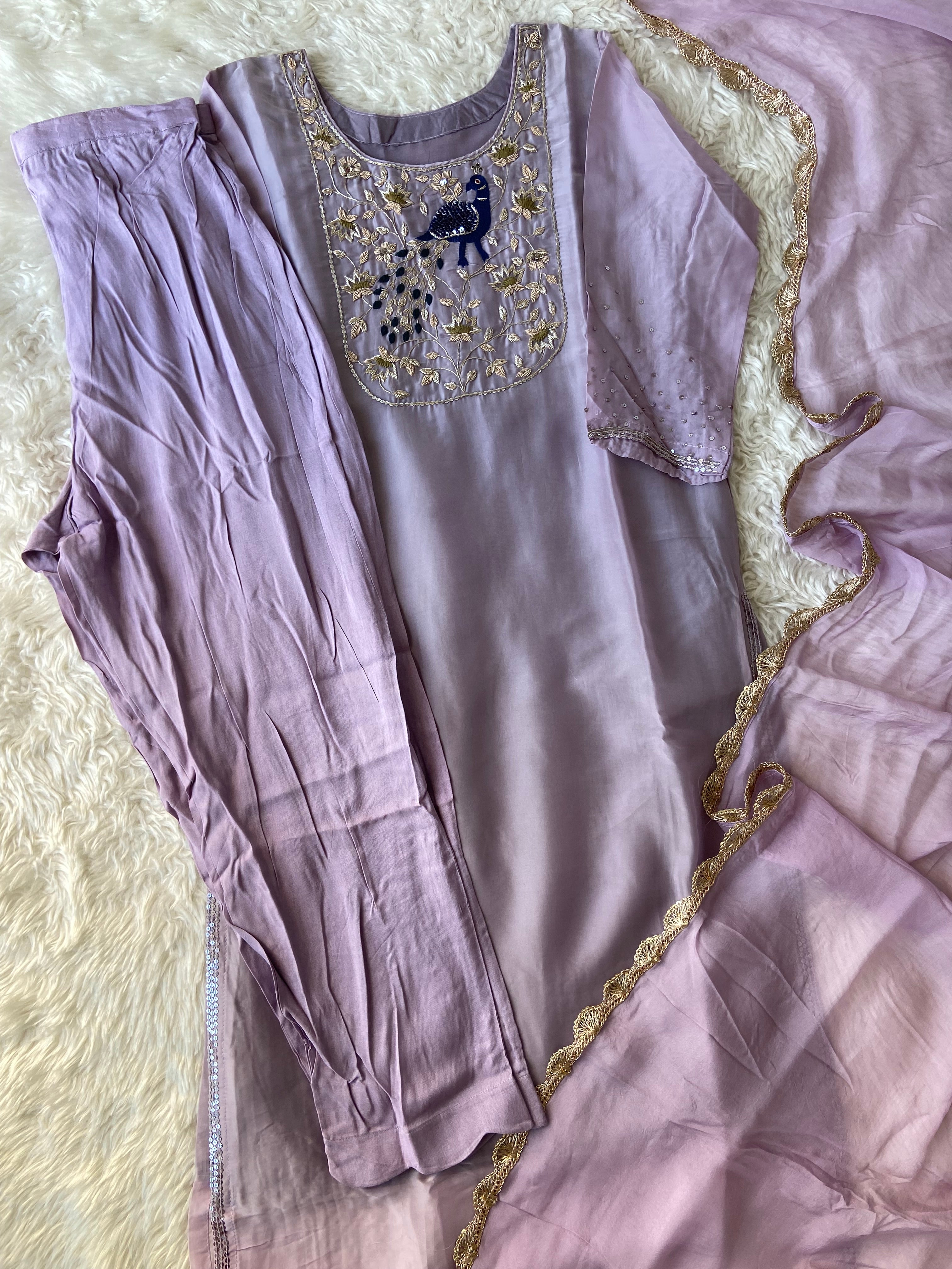 Organza Georgiate Kurti Pant Dupatta Set