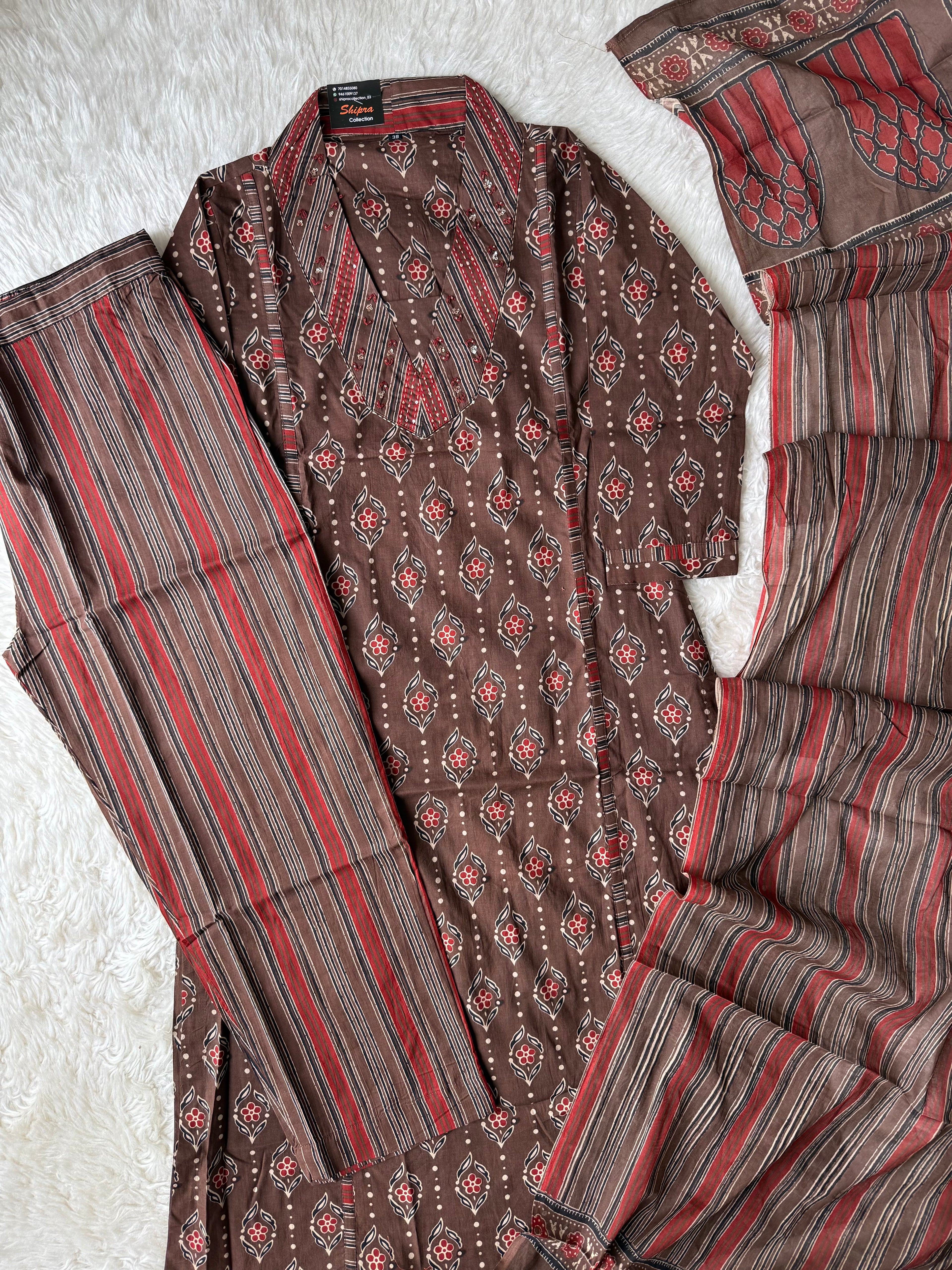 Premium Cotton Kurti Pant Dupatta Set