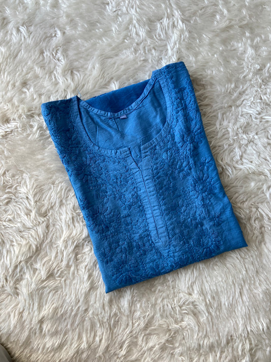Muslin Silk Chikankari kurti
