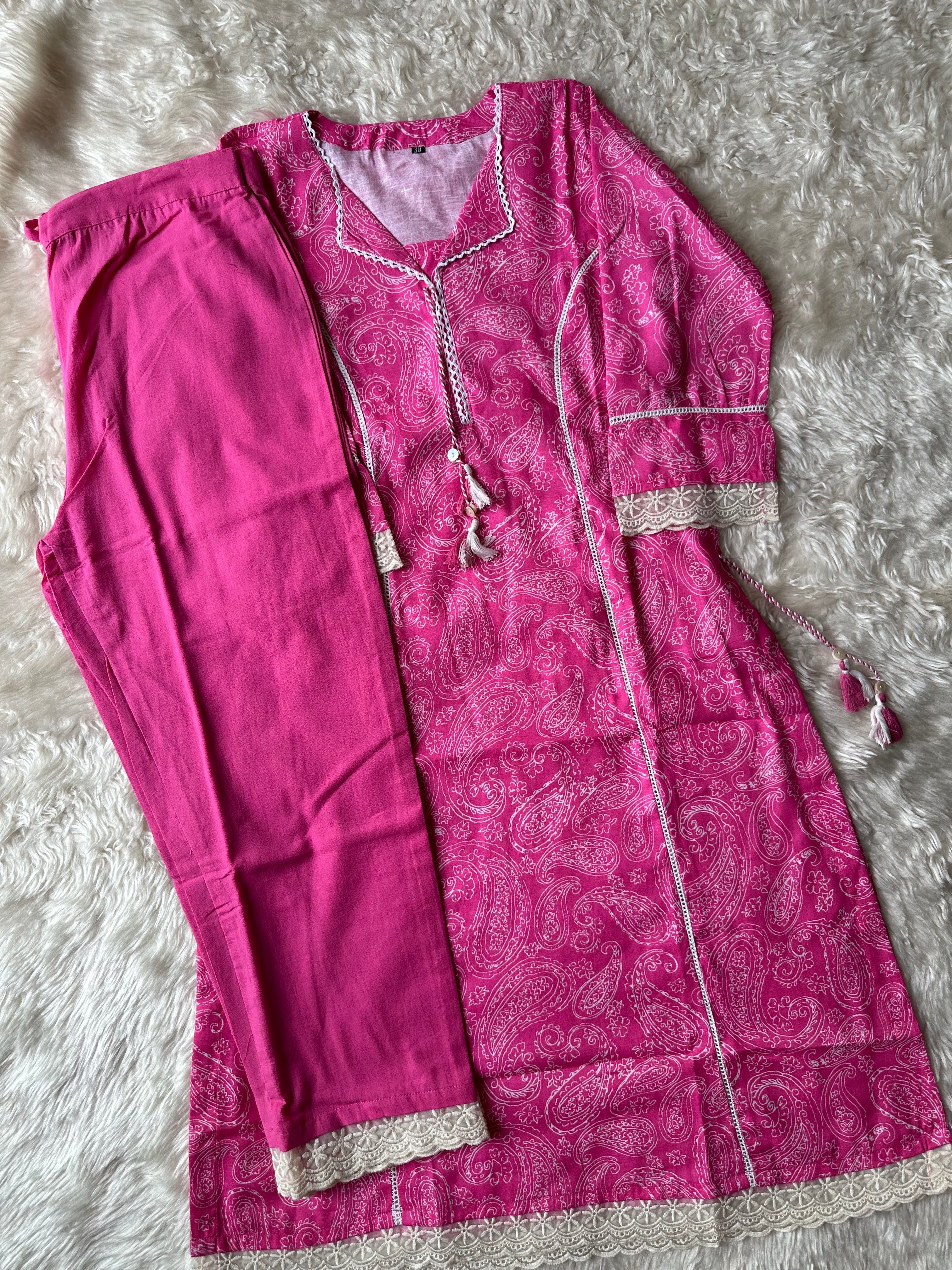Linen Cotton Lace Details Set