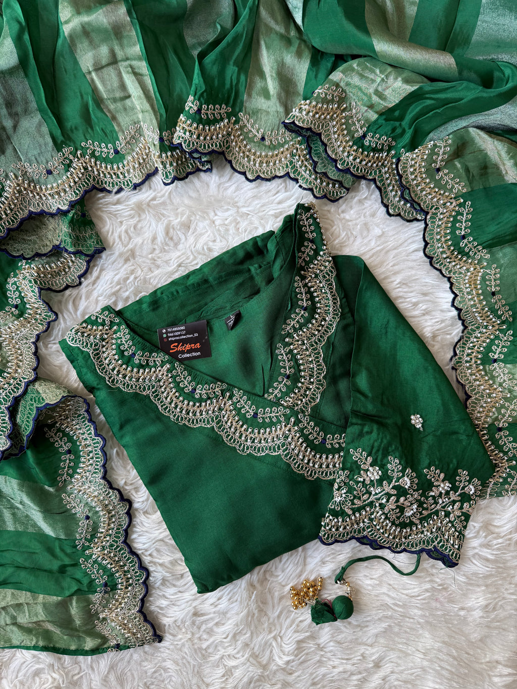 Russian Silk Kurti Pant Dupatta Set