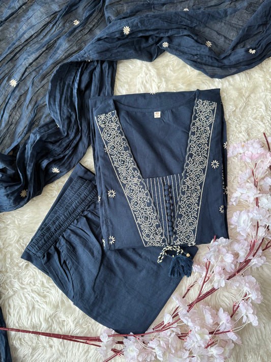 Premium Cotton Kurti Pant Dupatta Set