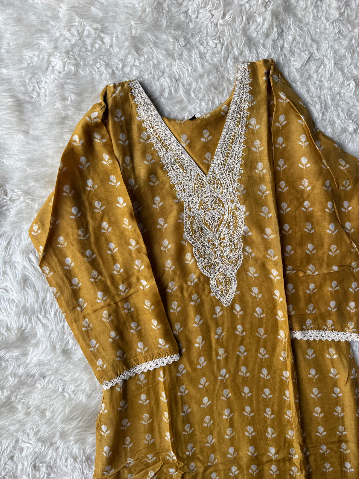 Pure Muslin Silk Kurti Pant Dupatta Set