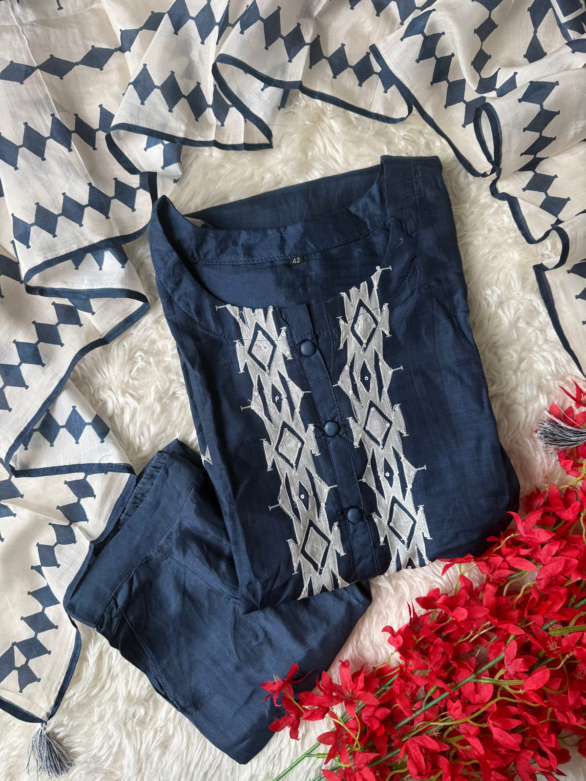 Butter Silk Kurti Pant Dupatta Set