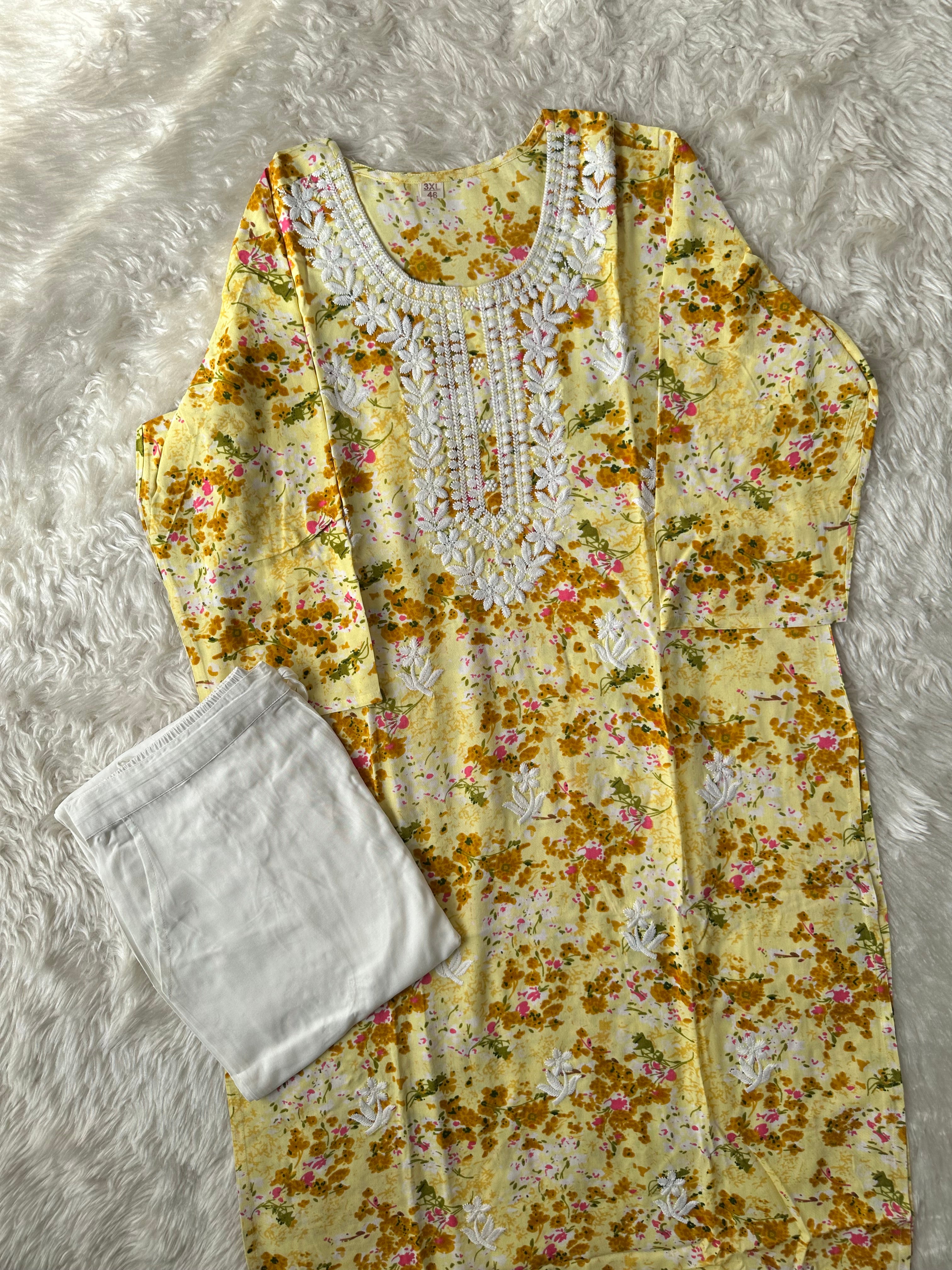 Rayon Kurti Pant Set