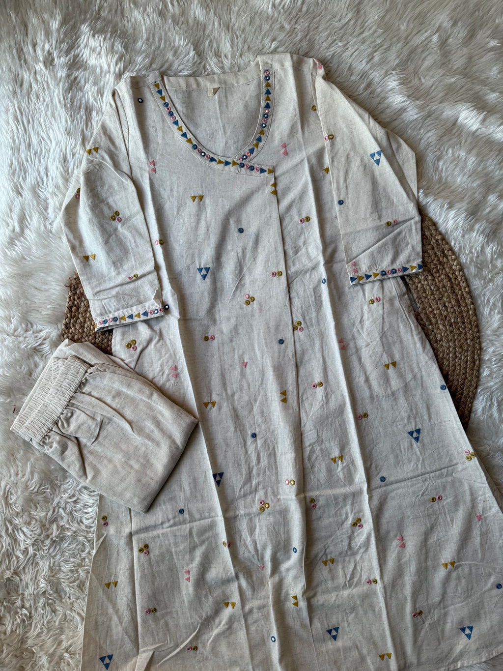 Khadi Cotton Kurti Pant Set