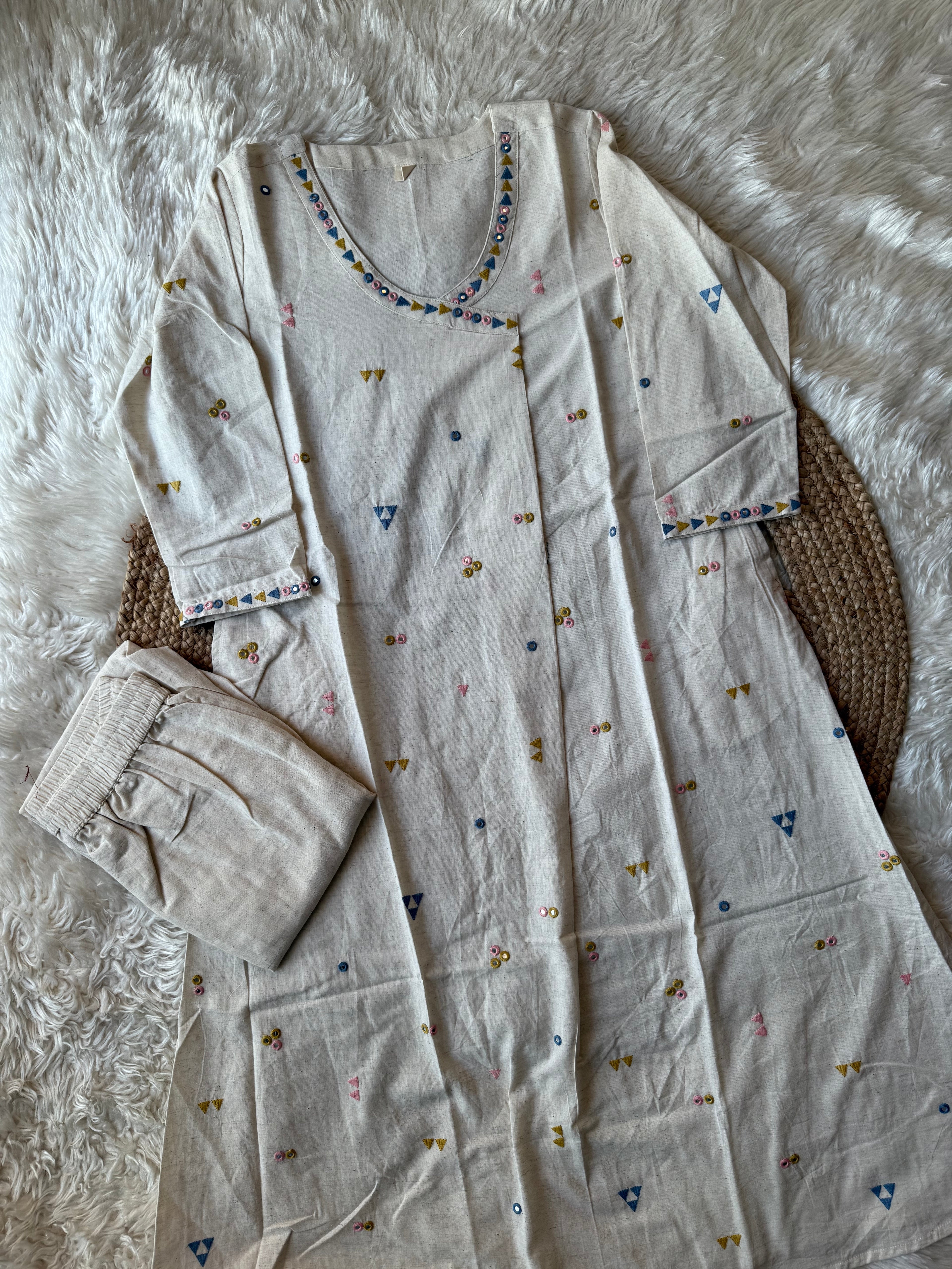 Khadi Cotton Kurti Pant Set