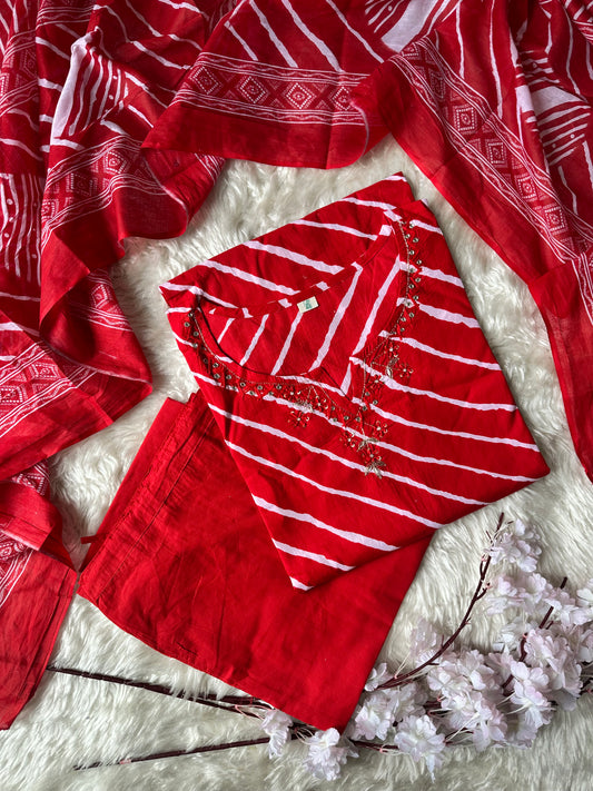 Premium Cotton Kurti Pant Dupatta Set