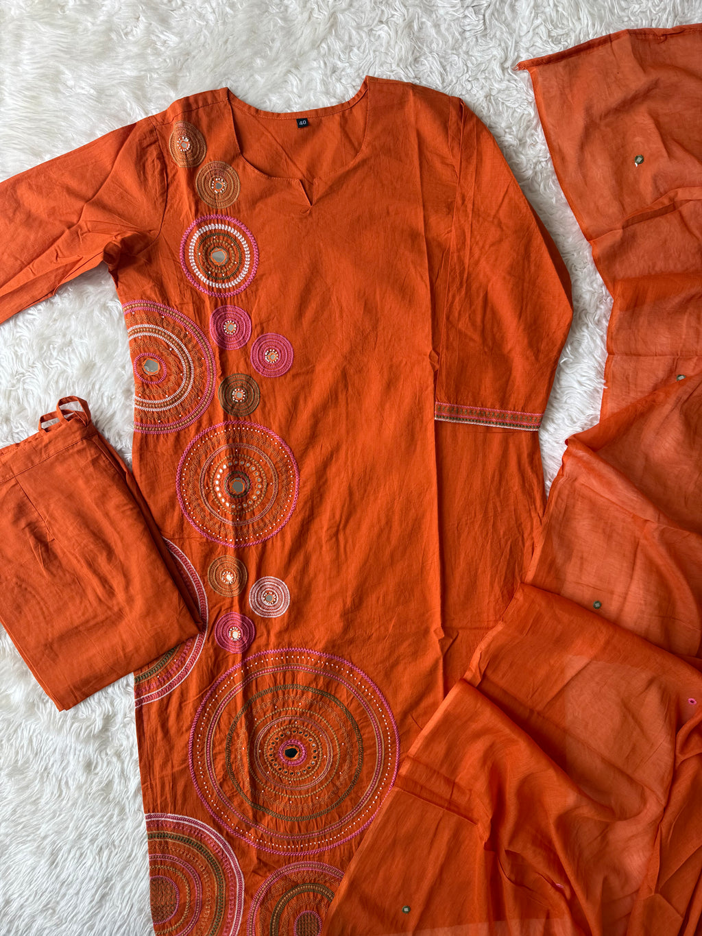 Pure Cotton Kurti Pant Cotton Dupatta Set