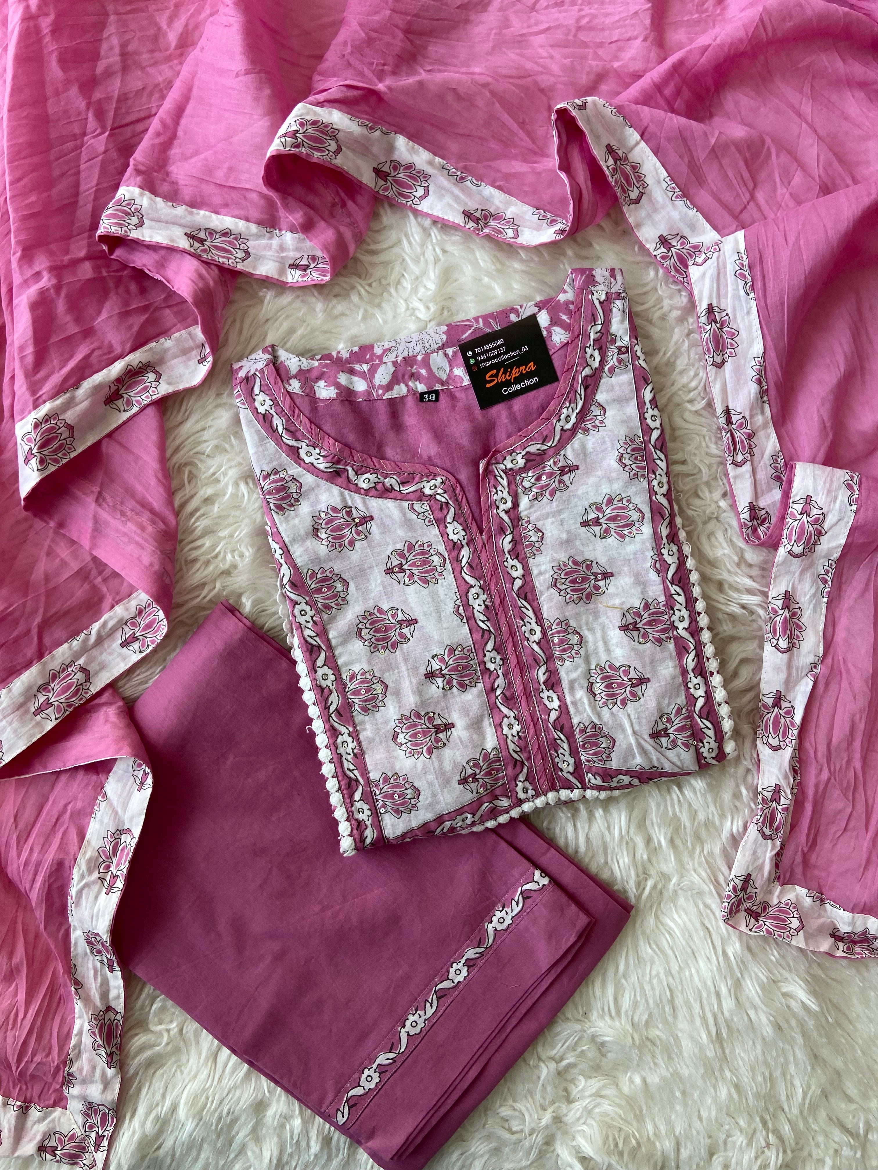 Premium Cotton Kurti Pant Dupatta Set