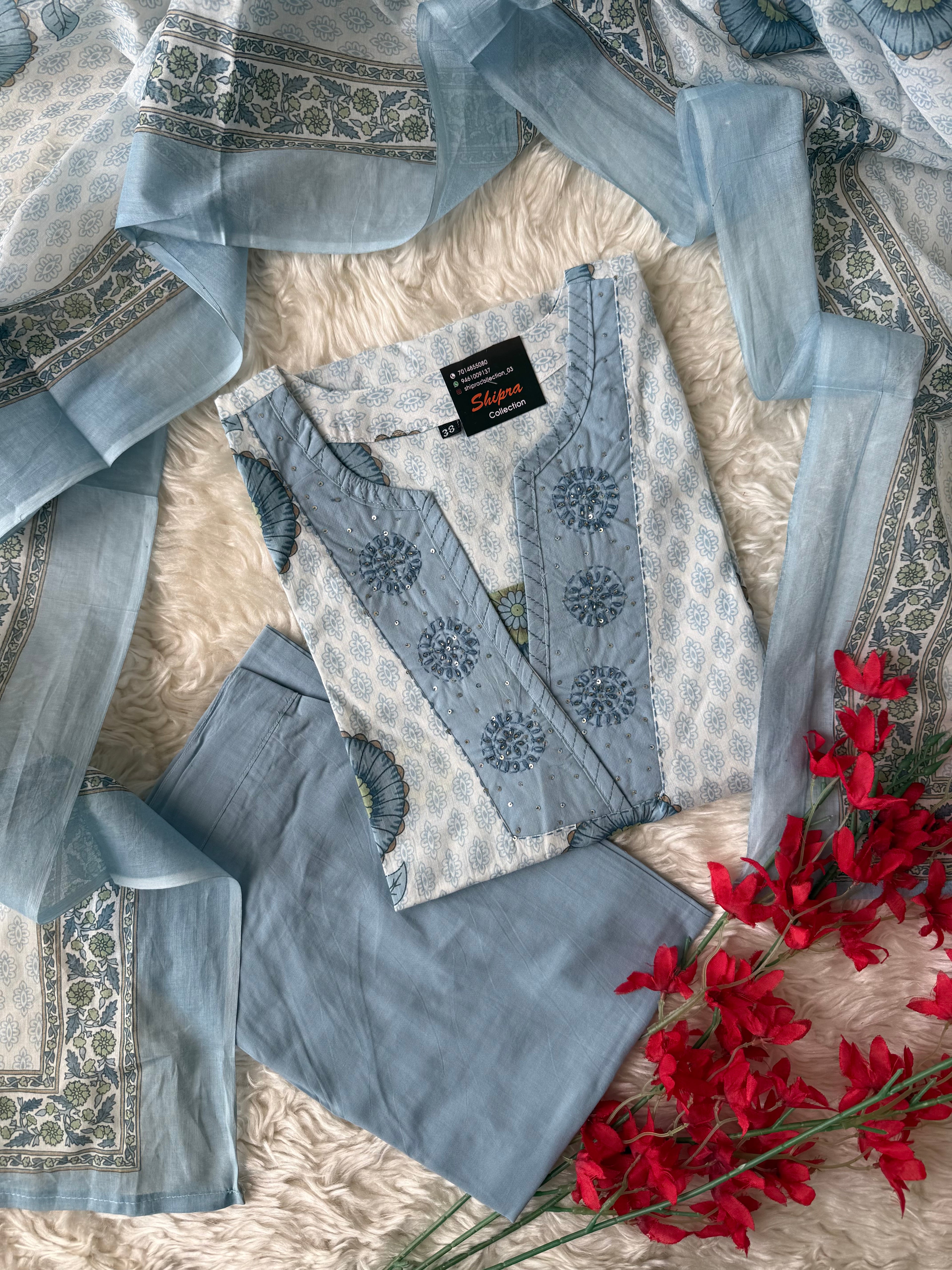 Premium Cotton Kurti Pant Dupatta Set