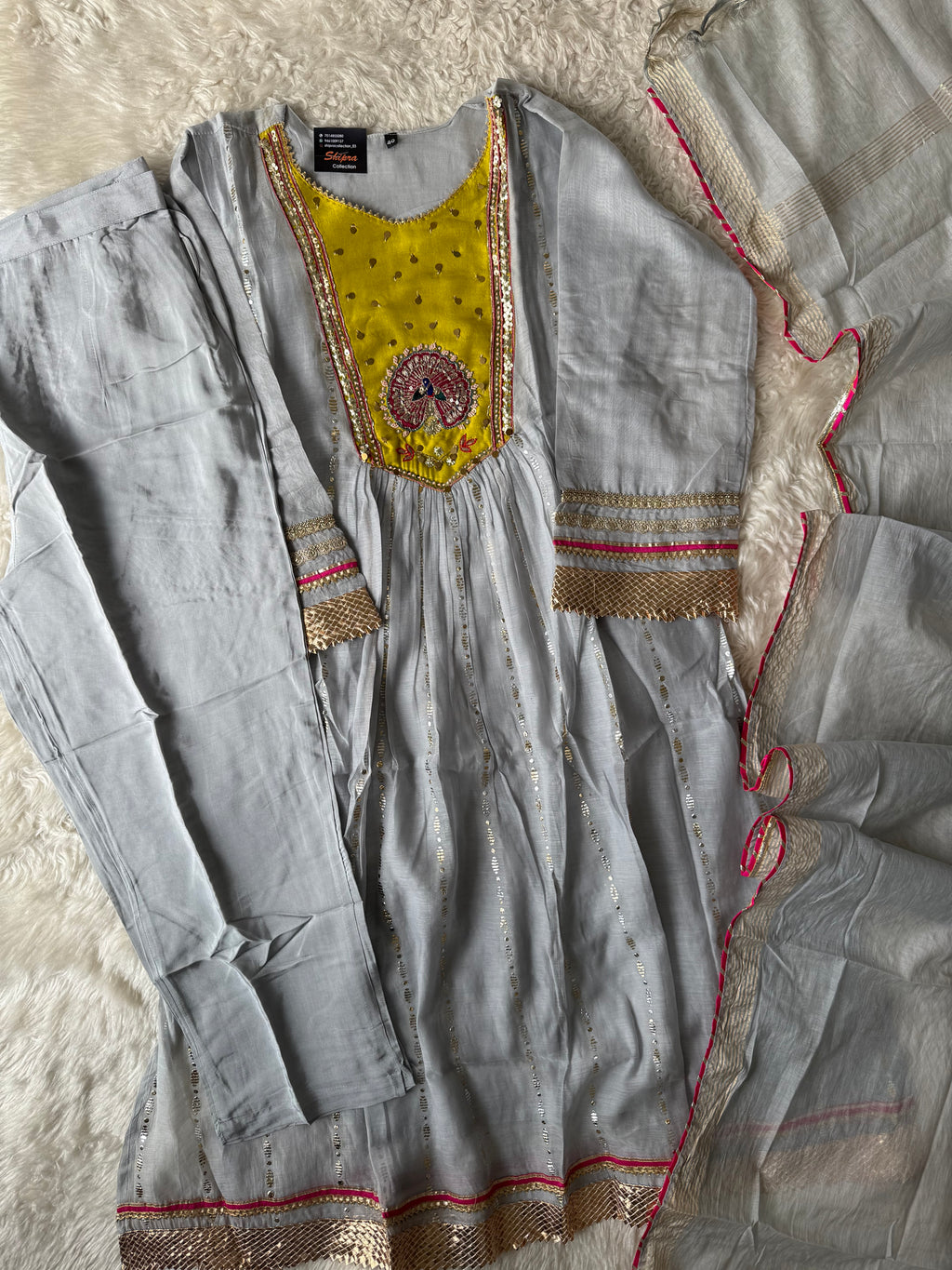 Mul Chanderi Kurti Pant Dupatta Set