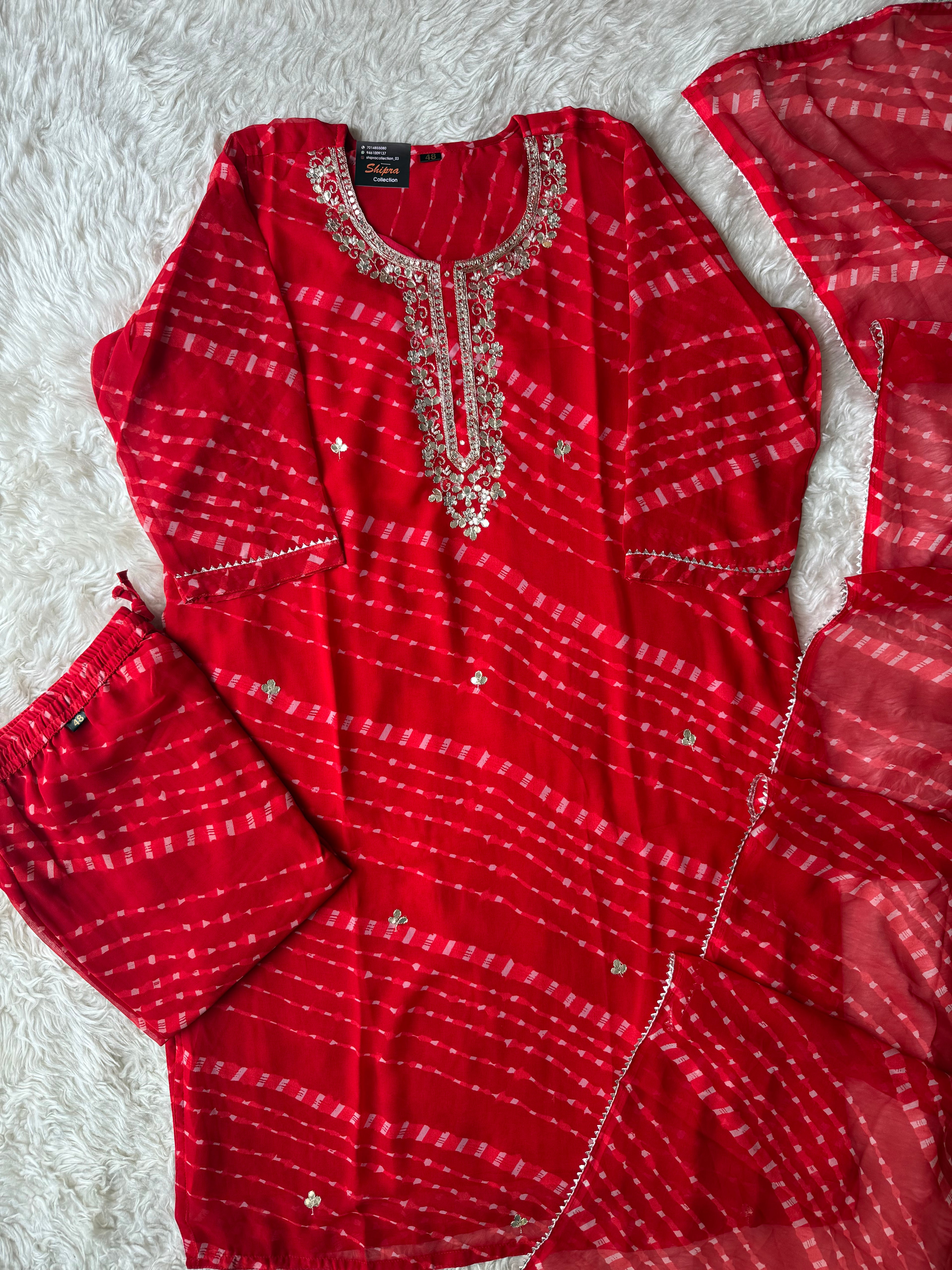 “Plus Size” Georgette Kurti Plazo Dupatta Set