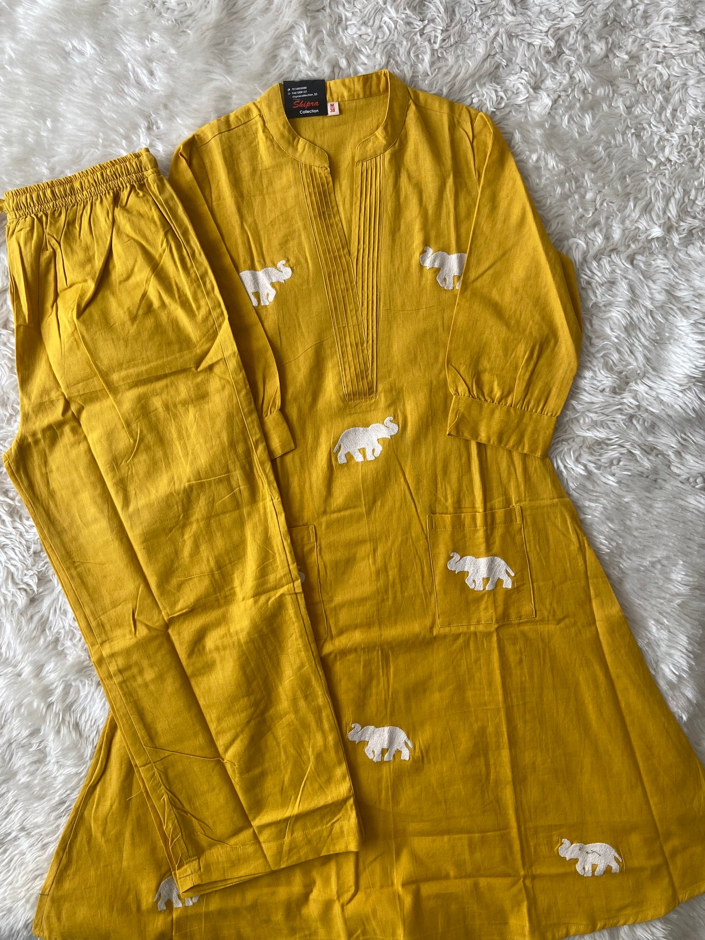 Elephant A-line Kurti Plazo Set