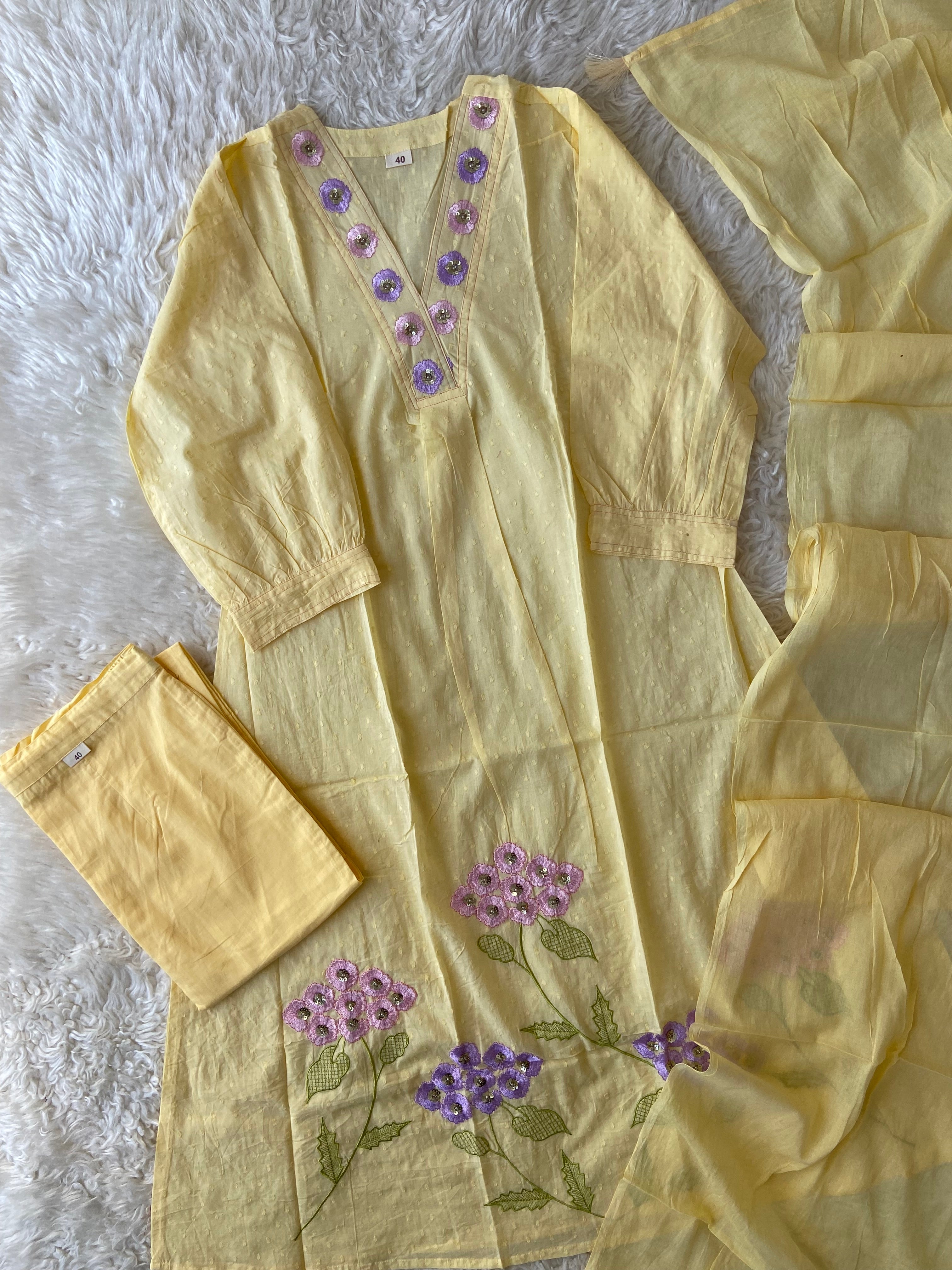 Mul Cotton Kurti Pant Dupatta Set