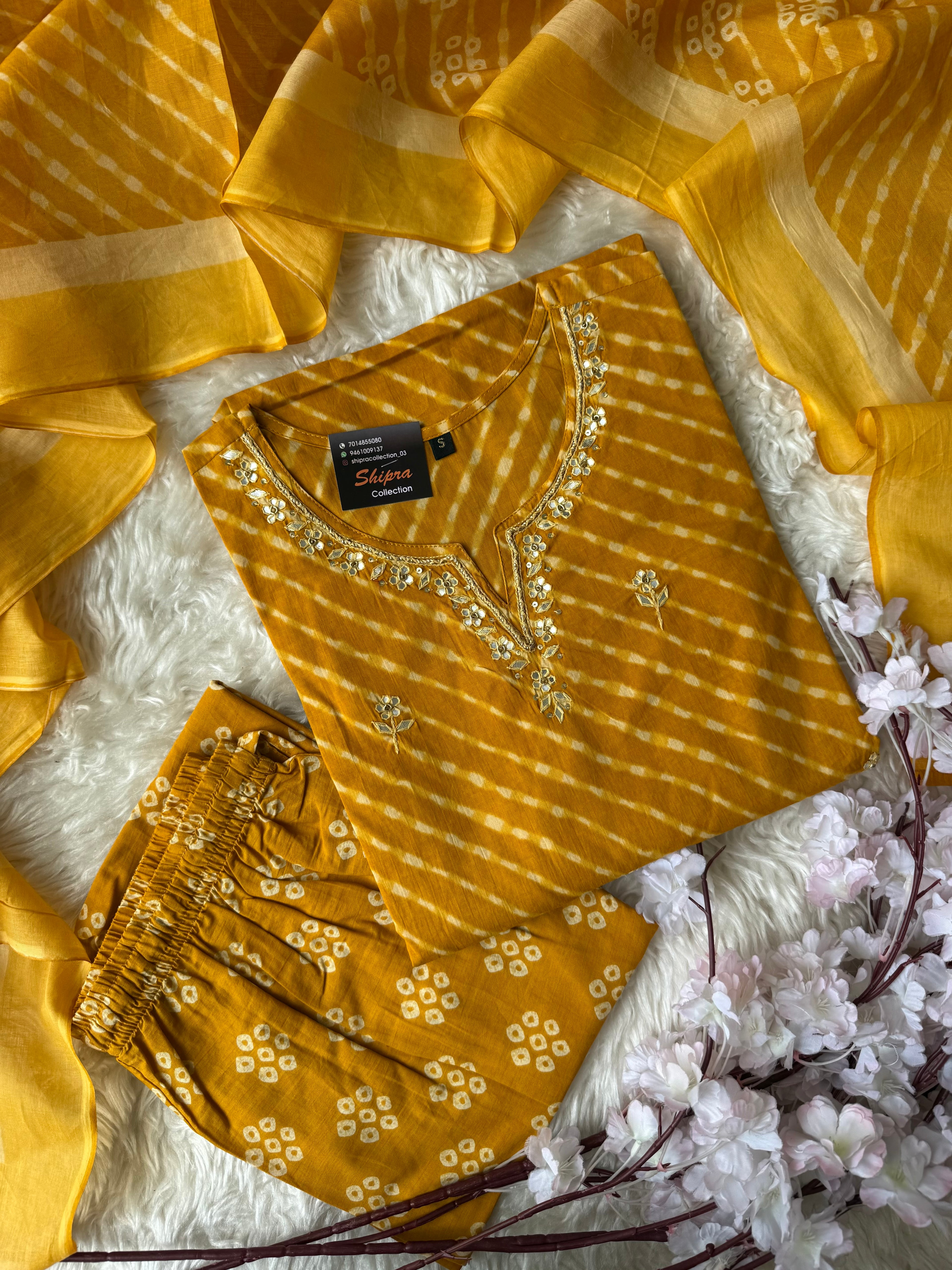 Premium Cotton Lehariya Set