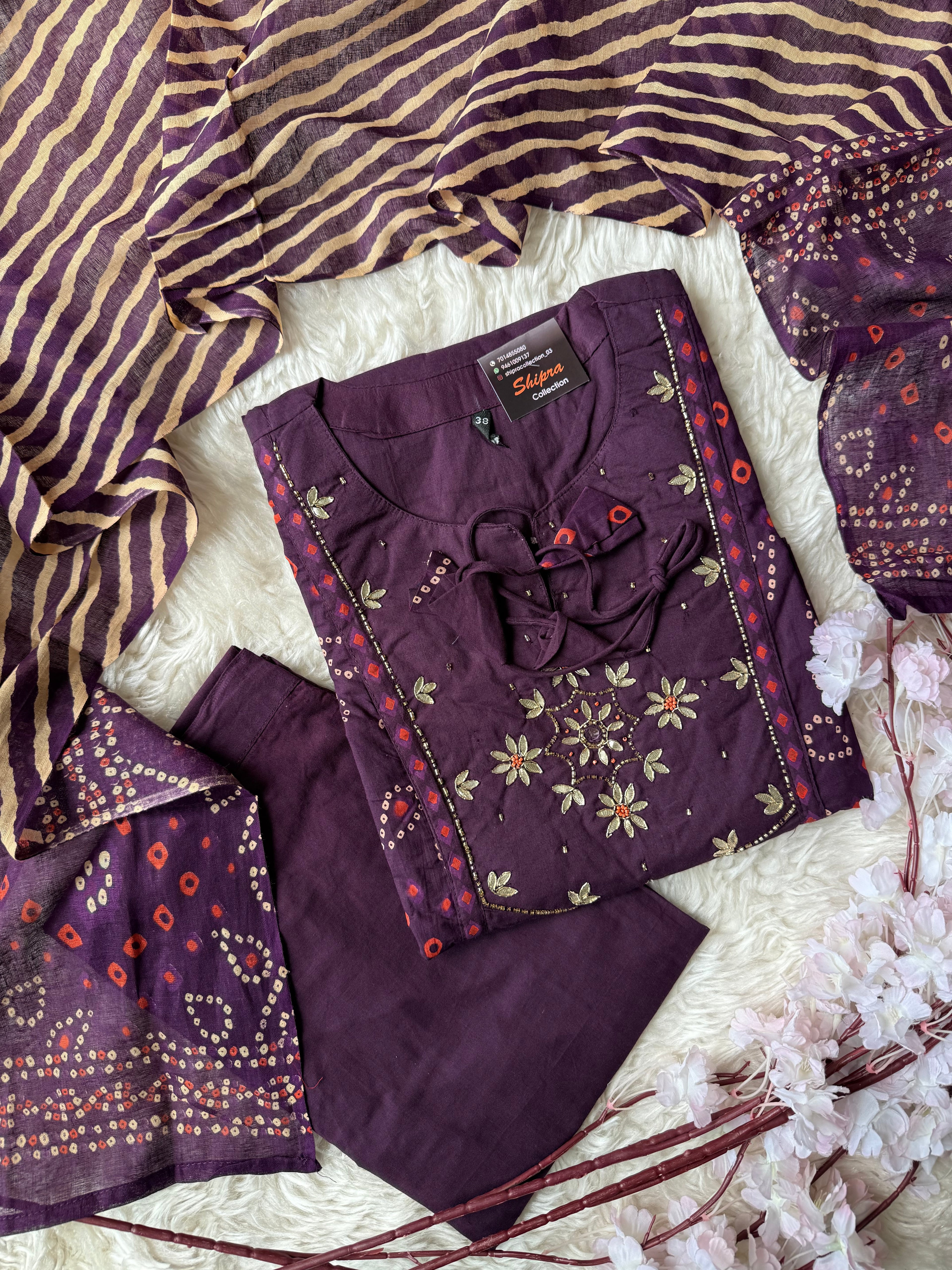 Premium Cotton Bandhani Set