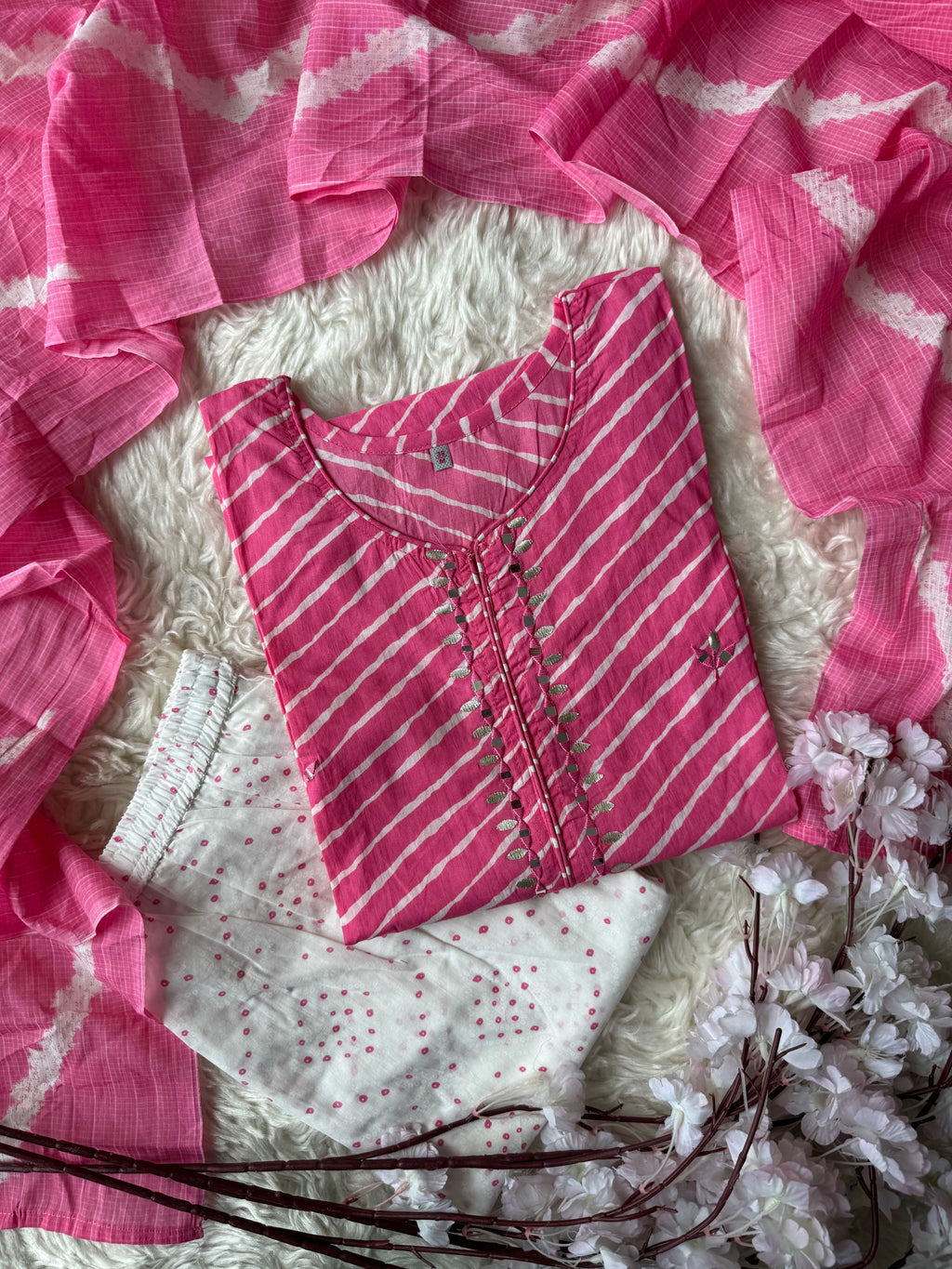 Premium Cotton Lehariya Set