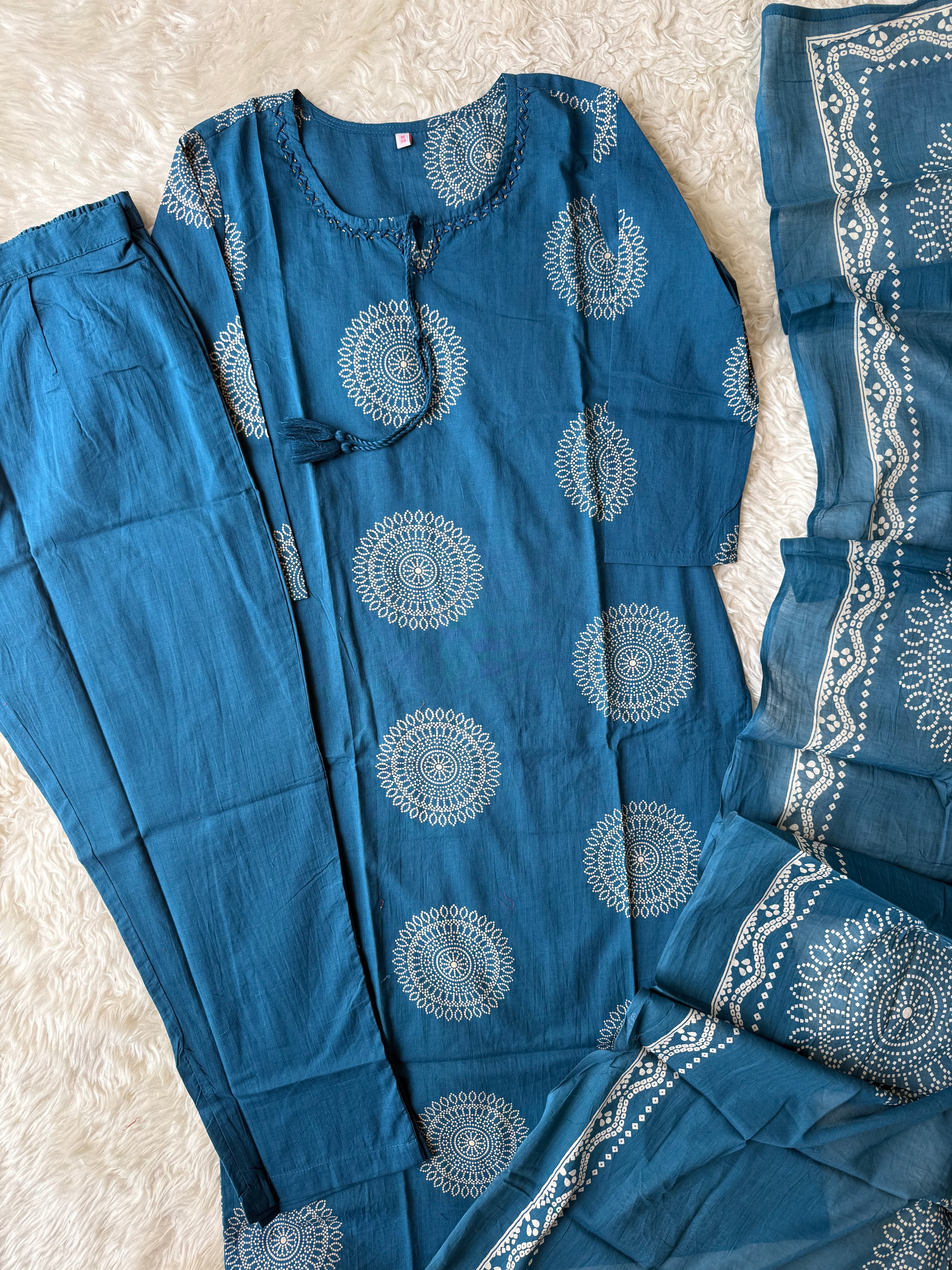 Premium Cotton Kurti Pant Dupatta Set