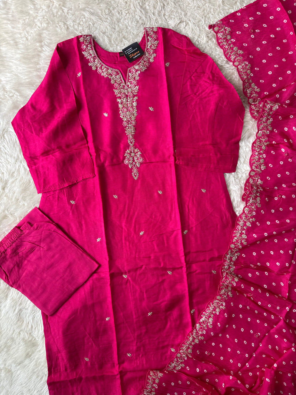 “Plus Size” Russian Silk Kurti Plazo Dupatta Set