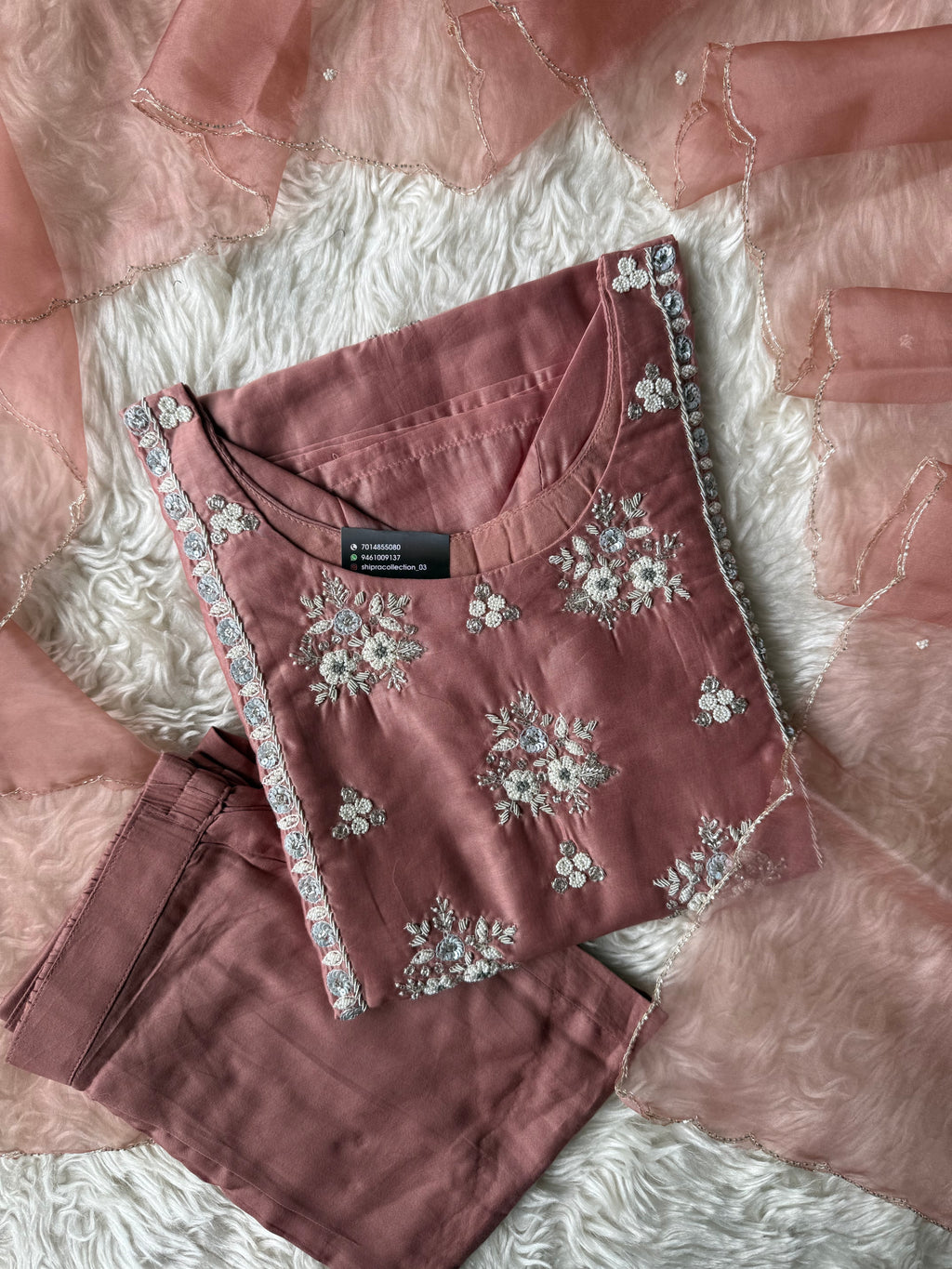 “Plus Size” Pure Chanderi Silk Kurti Pant Dupatta Set