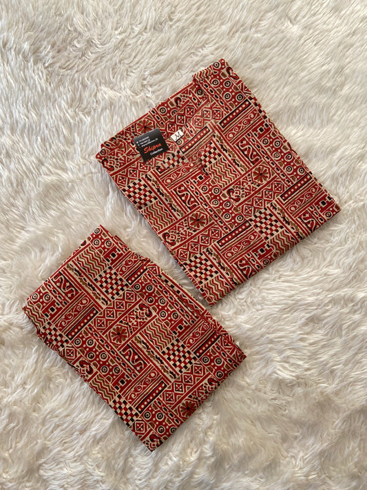 Plus Size Kalamkari Print Lounge Wear