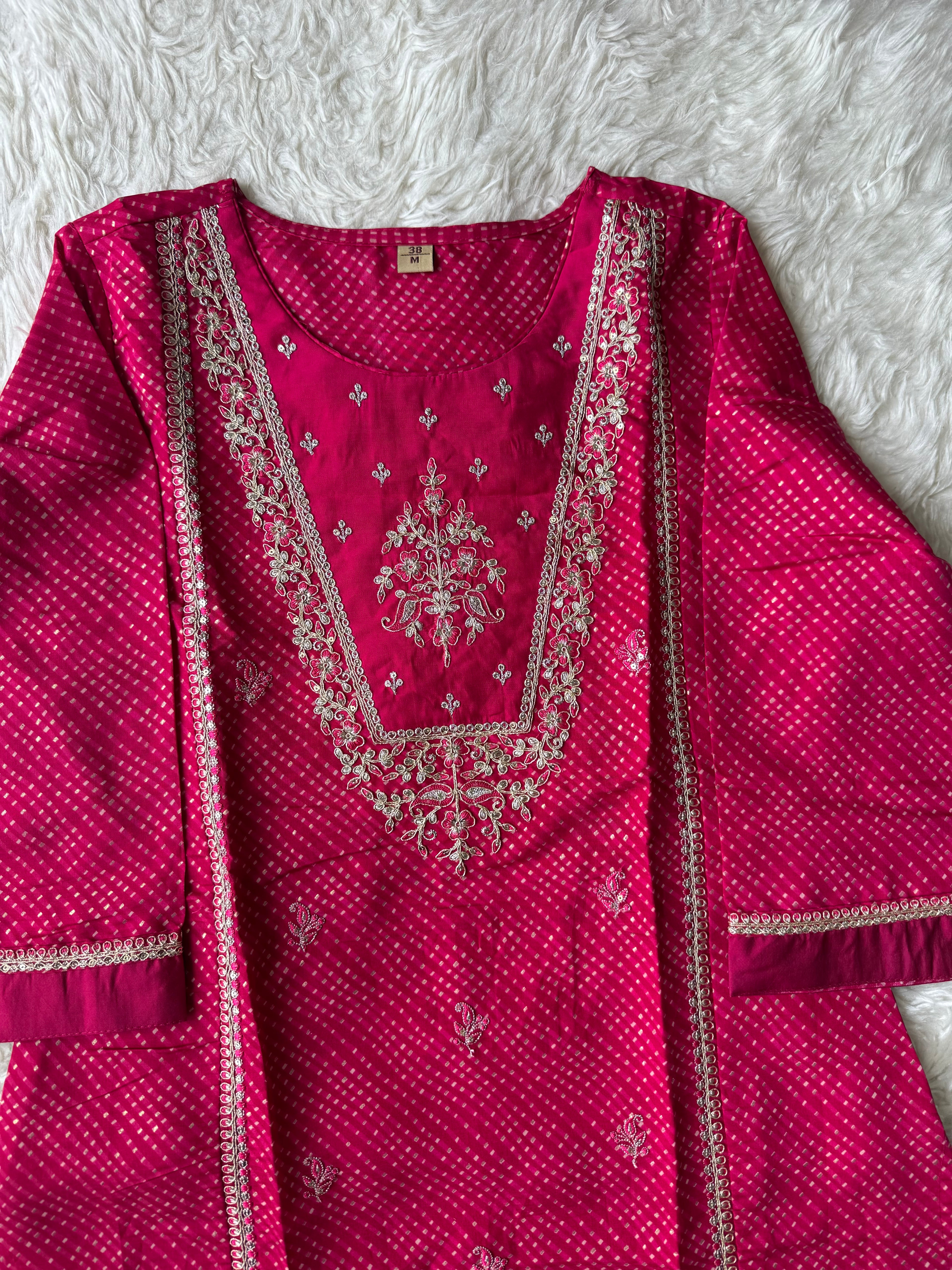 Pure Muslin Silk Kurti Pant Dupatta Set