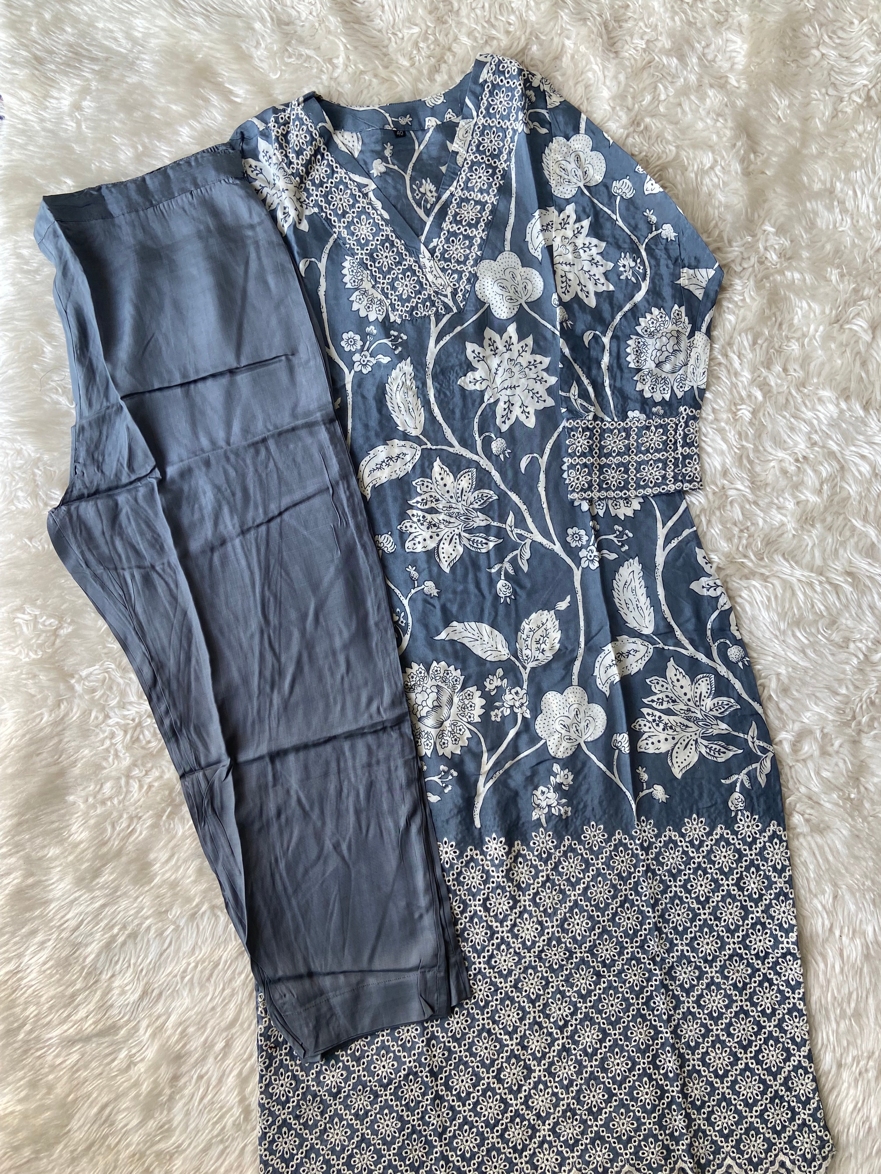 Crepe Silk Kurti Pant Dupatta Set