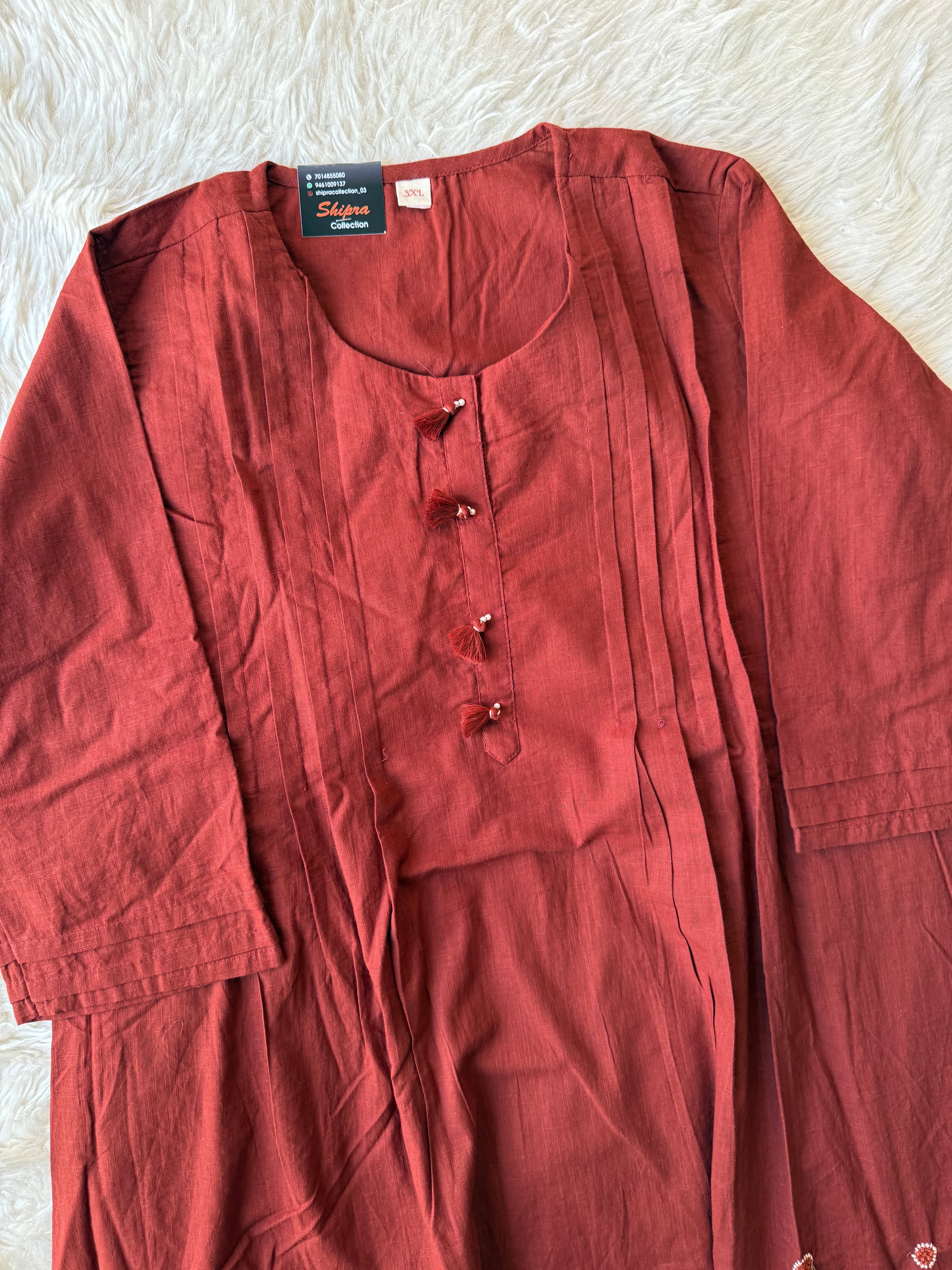 Premium Cotton FLARE Kurti Pant Dupatta Set