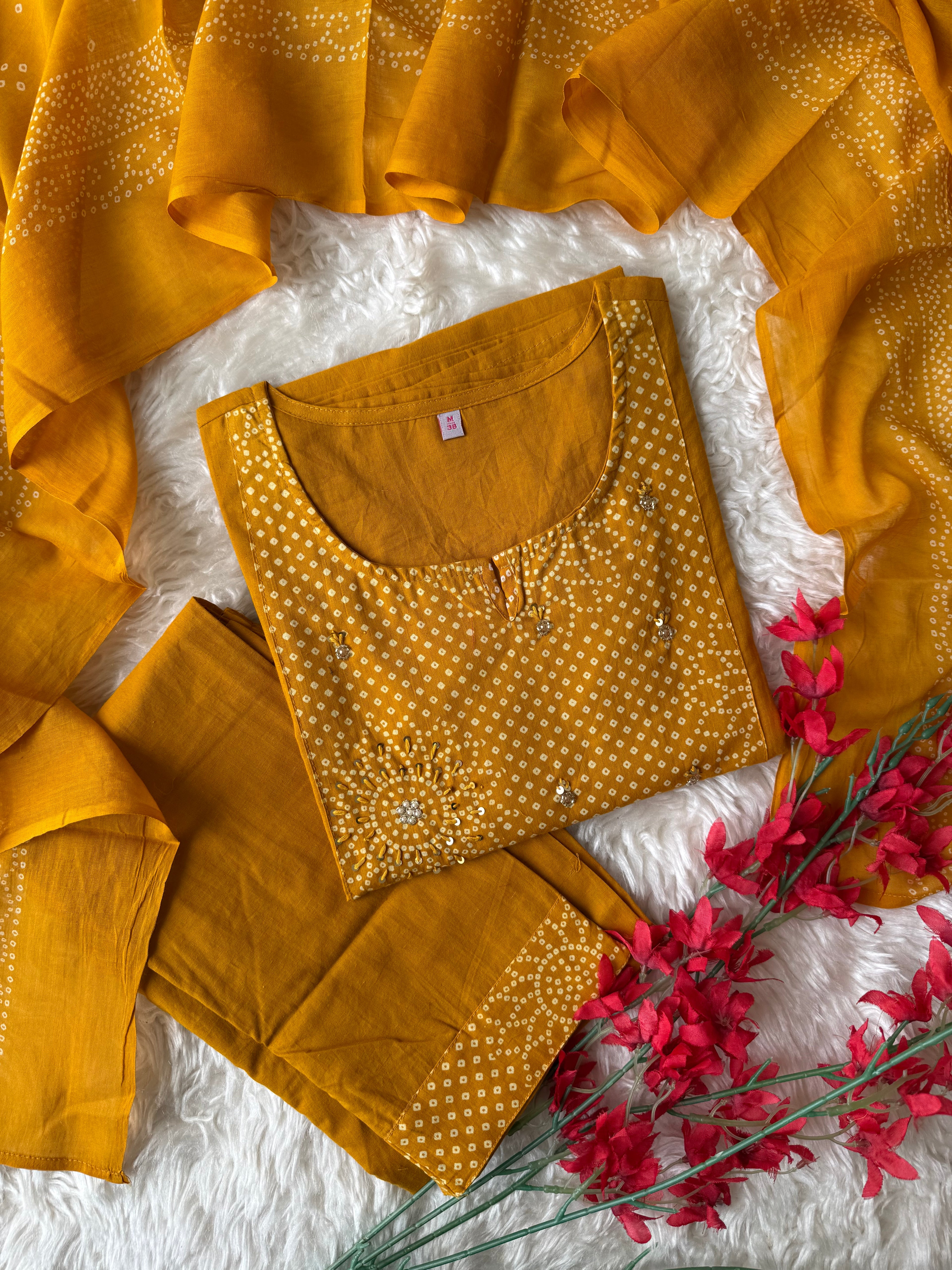 Premium Cotton Kurti Pant Dupatta Set