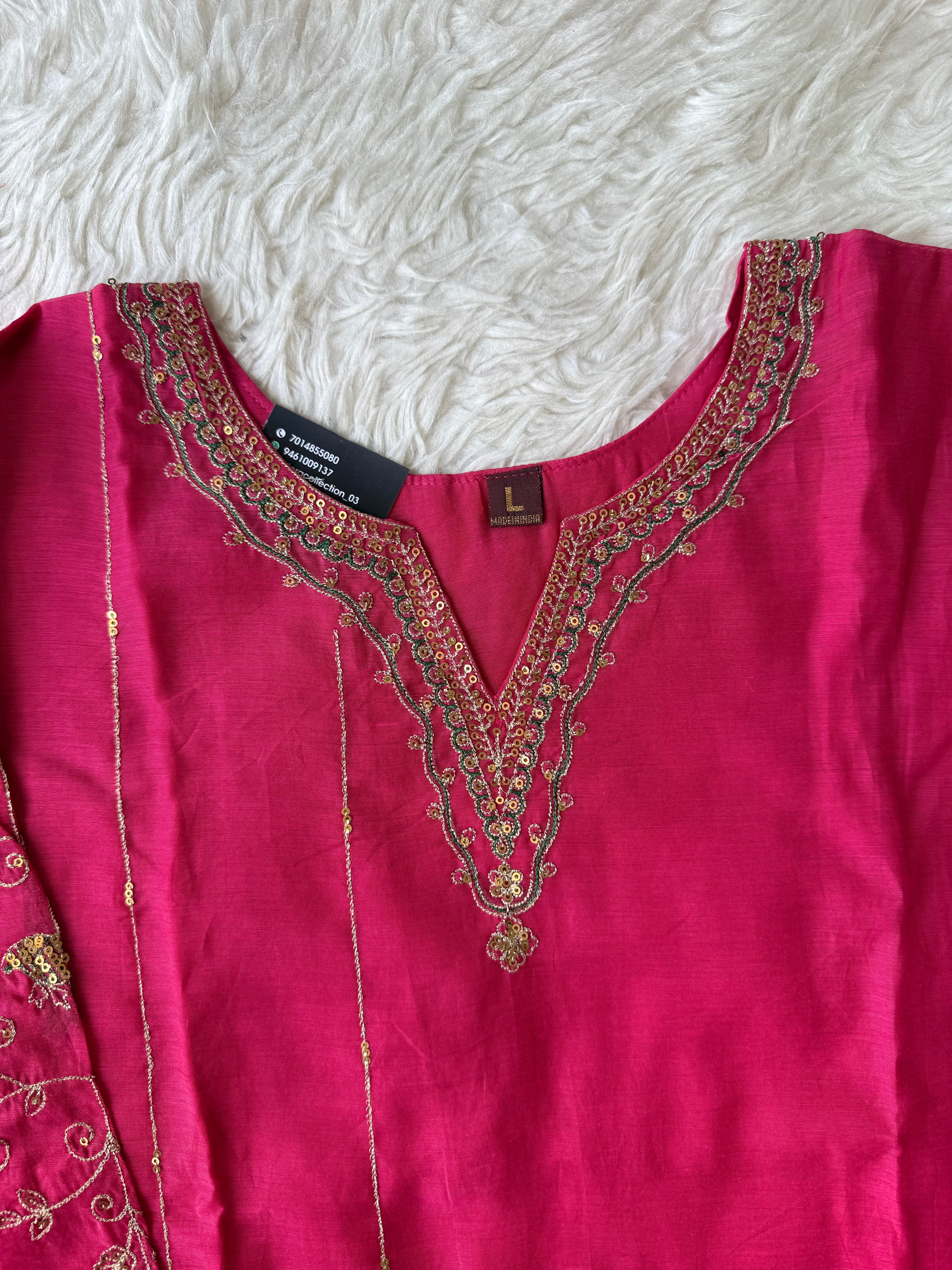 Mul Chanderi Kurti Pant Dupatta Set