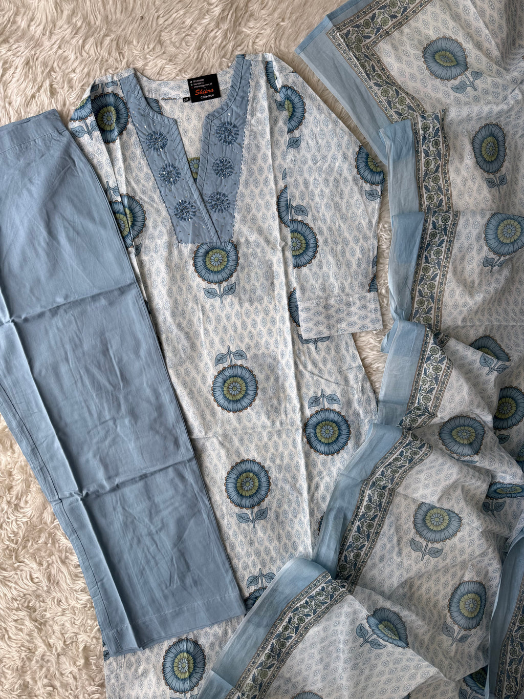 Premium Cotton Kurti Pant Dupatta Set