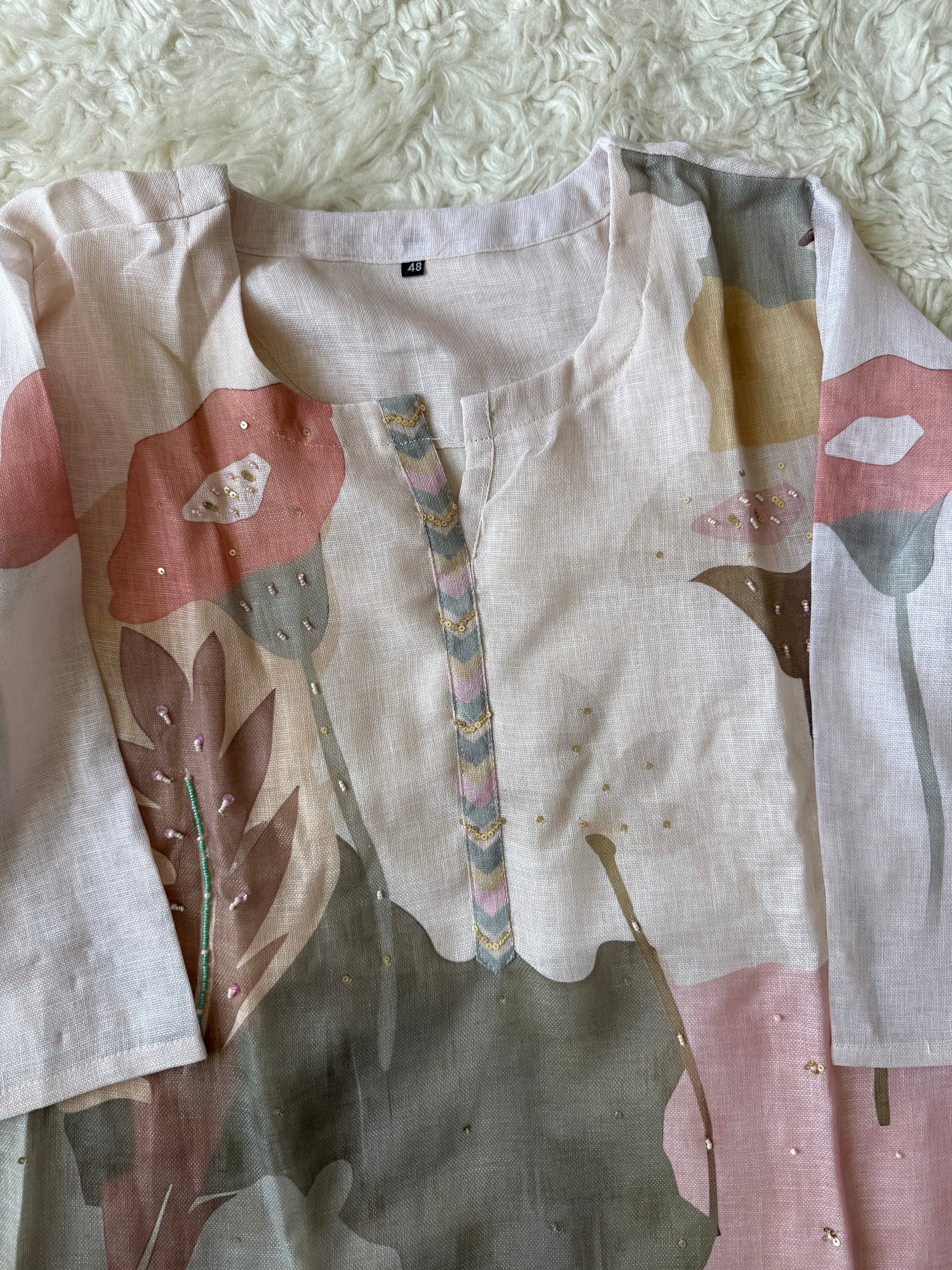 “Plus Size” Linen Kurti Pant Dupatta Set