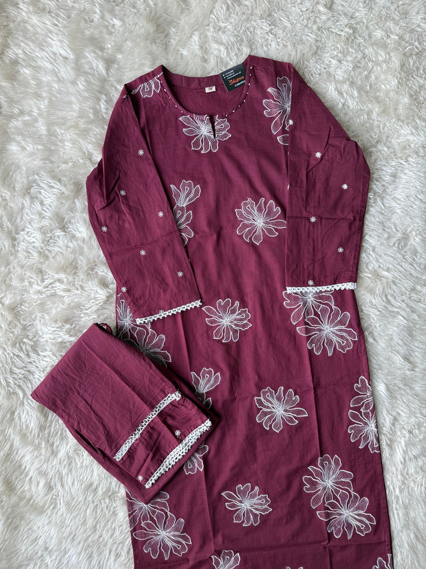 Slub Cotton Kurti Pant Set