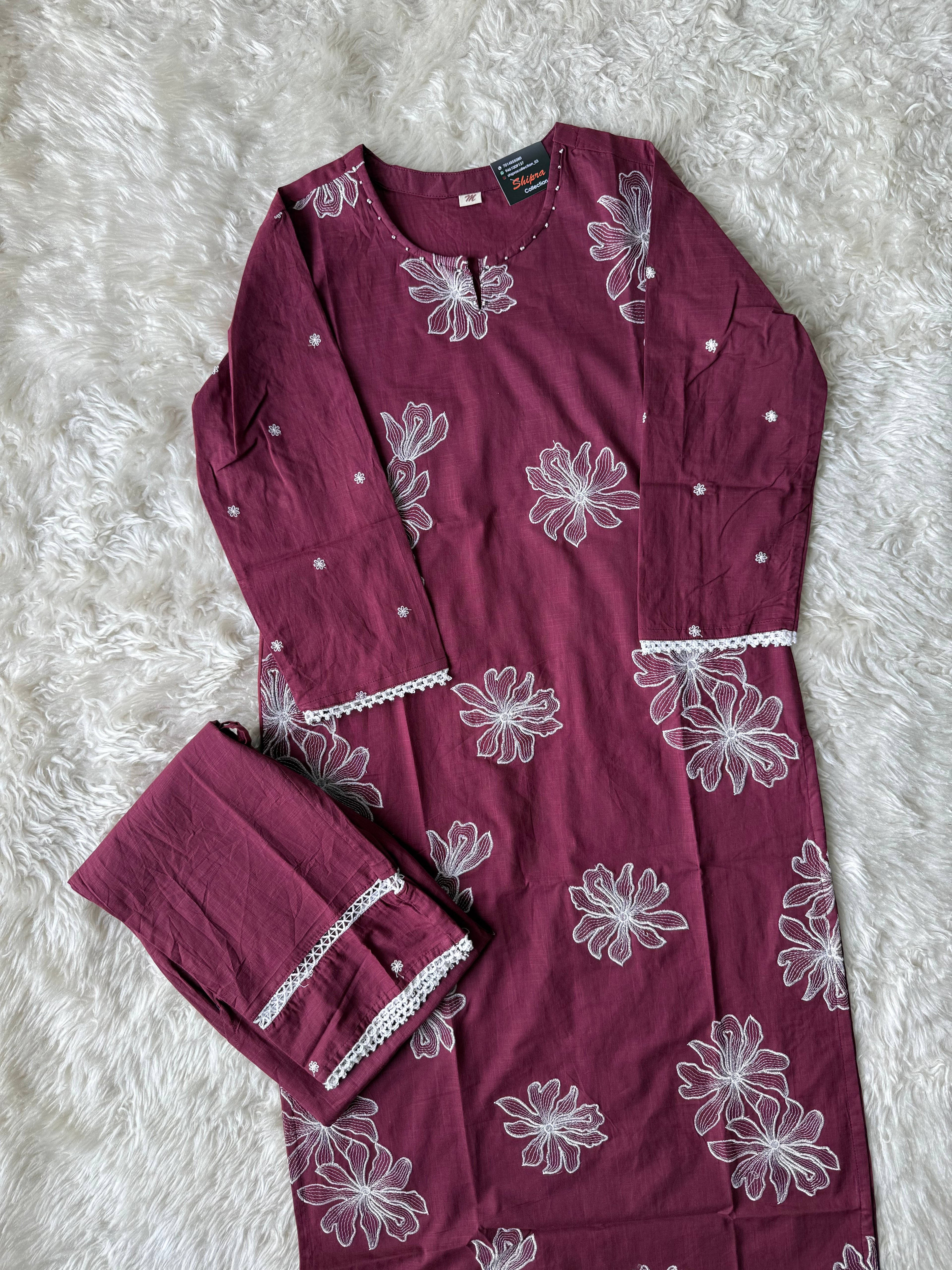 Slub Cotton Kurti Pant Set