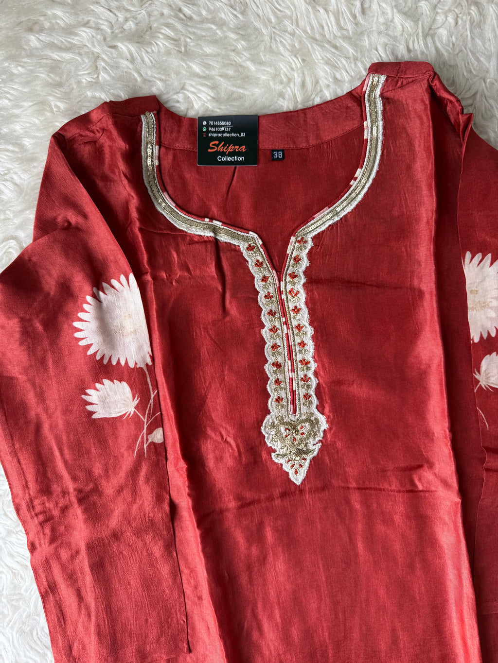 Russian Silk Kurti Pant Dupatta Set